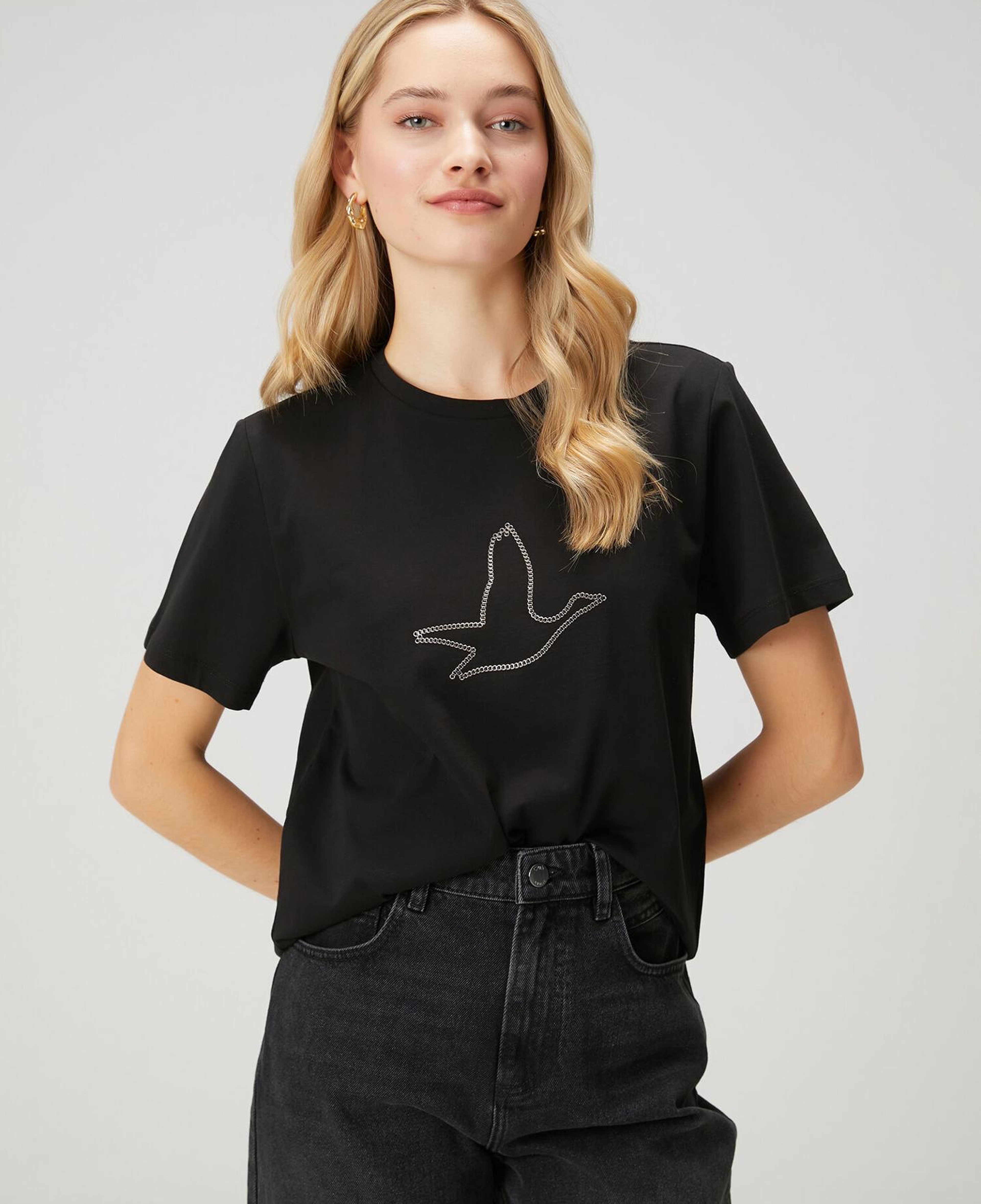 Beymen Club Kadın Siyah Zincir Logolu T-shirt