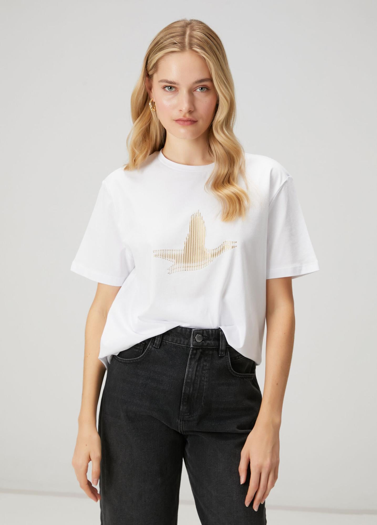 Beymen Club Kadın Beyaz Çizgili Logolu T-shirt