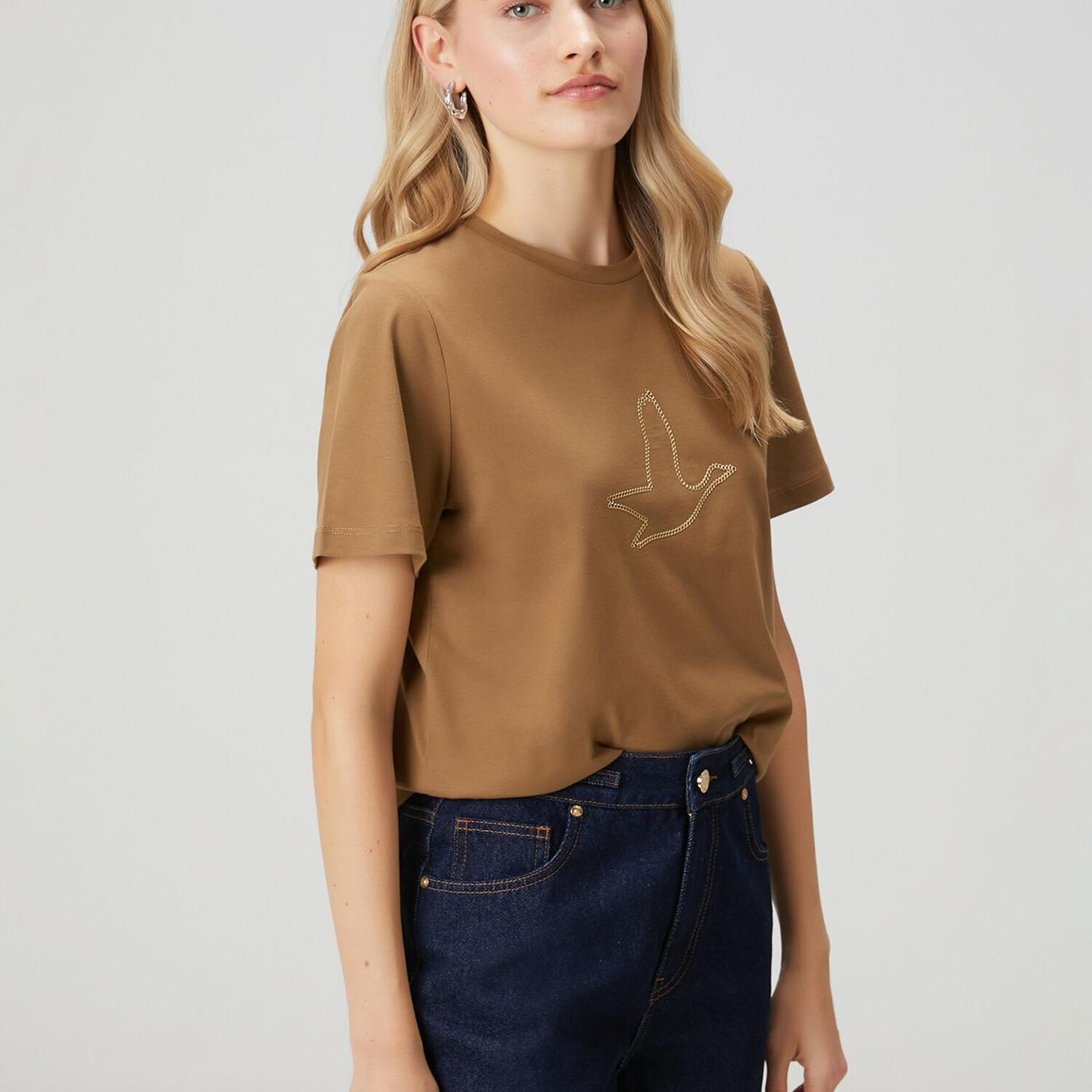 Beymen Club Kadın Haki Zincir Logolu T-shirt