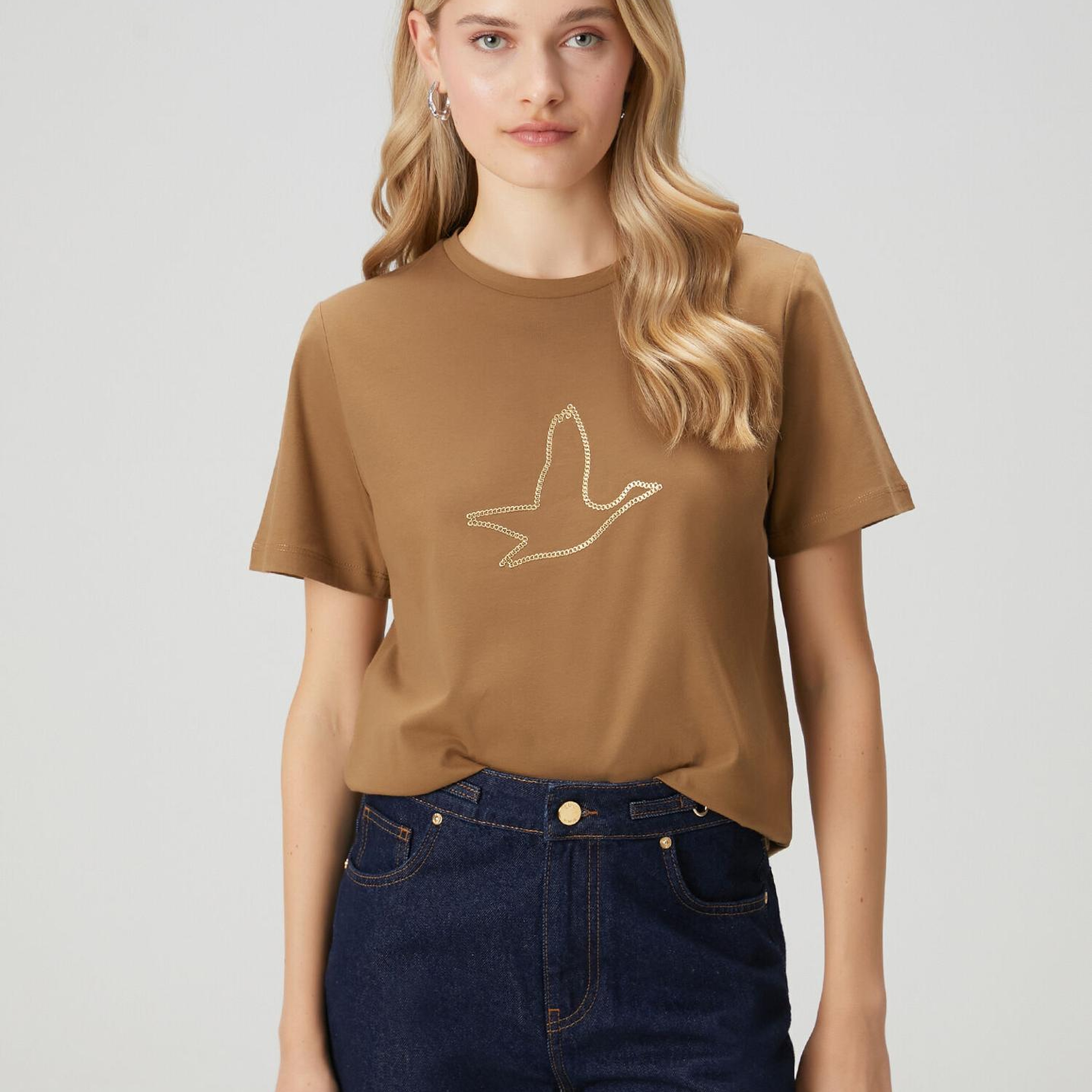 Beymen Club Kadın Haki Zincir Logolu T-shirt