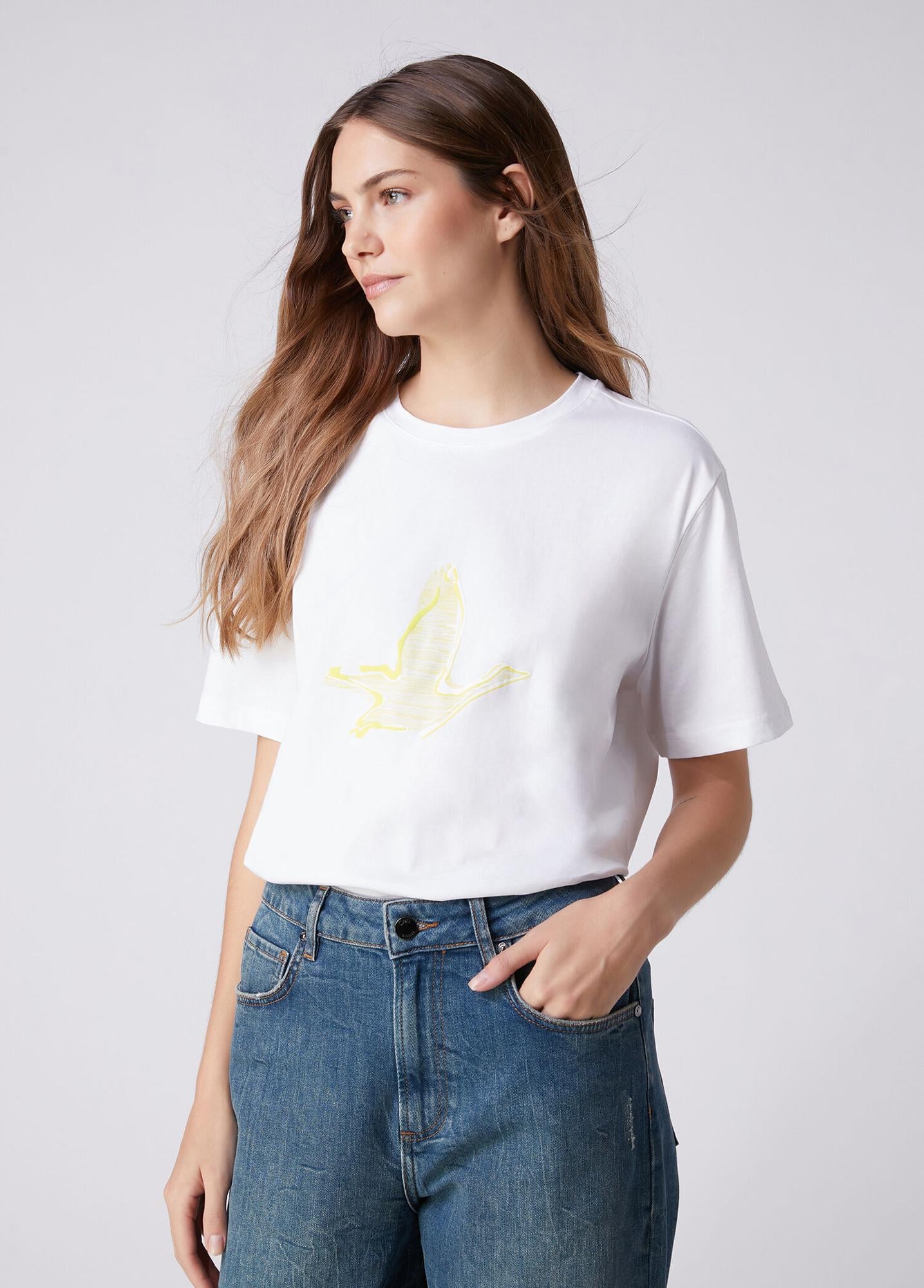 Beymen Club Kadın Kırık Beyaz Sarı Logolu T-shirt