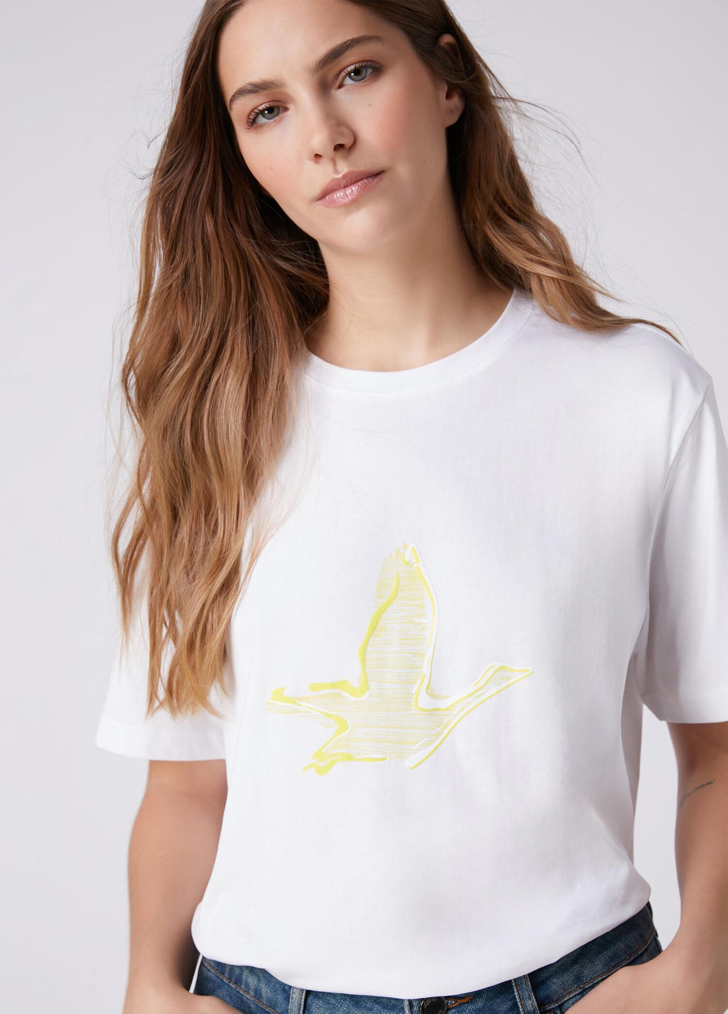 Beymen Club Kadın Kırık Beyaz Sarı Logolu T-shirt