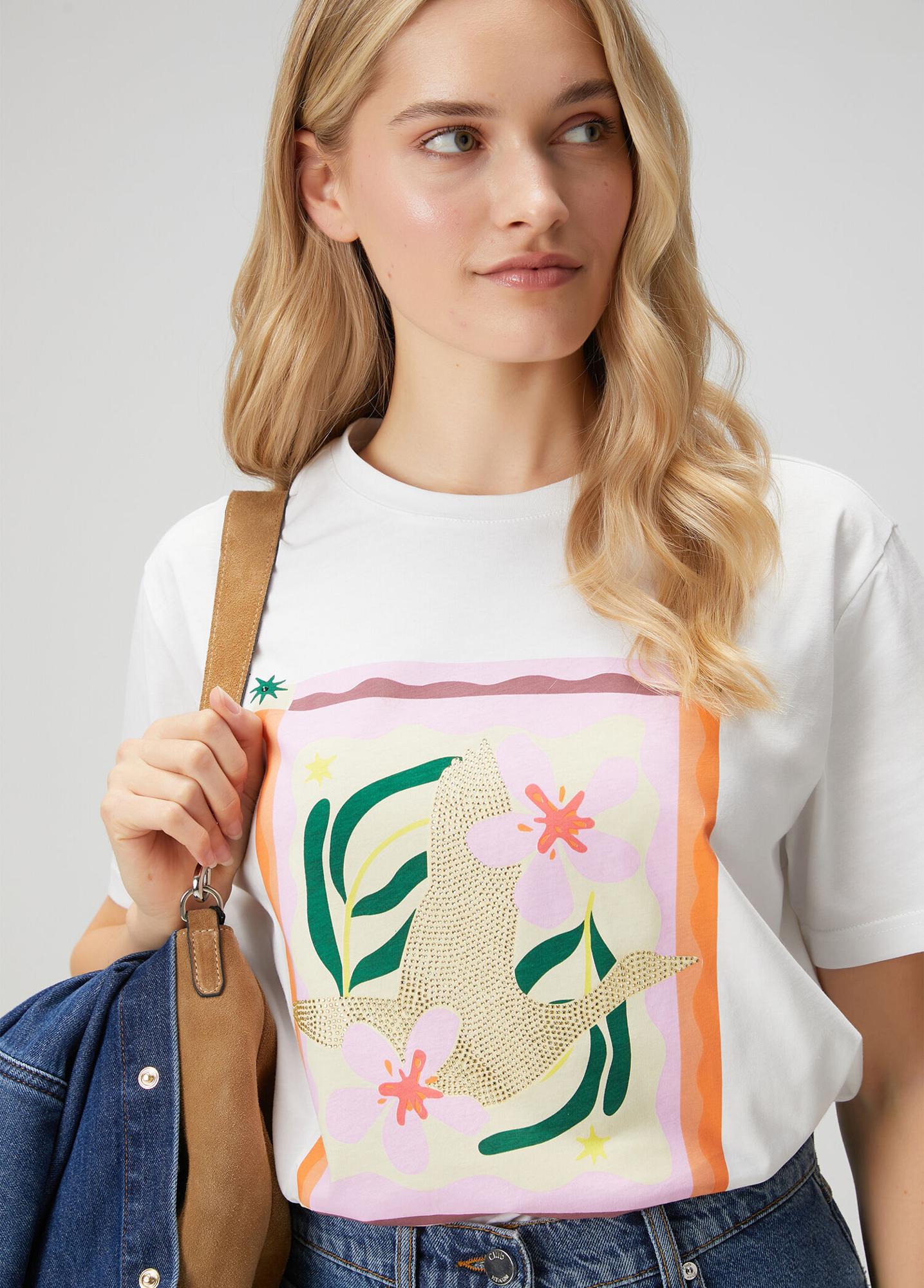 Beymen Club Kadın Kırık Beyaz Hotfix Logolu T-shirt