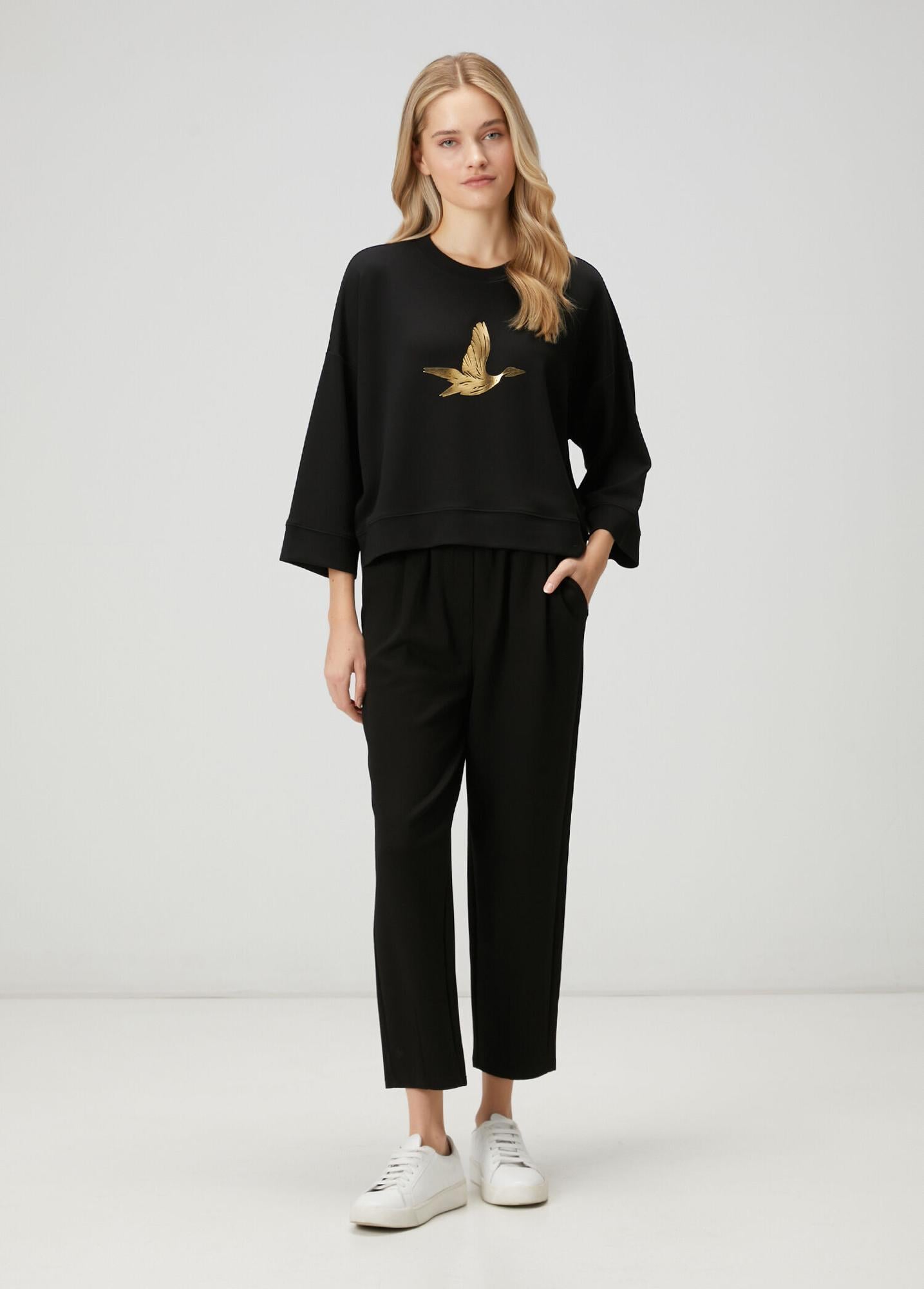 Beymen Club Kadın Siyah Gold Logolu Sweatshirt