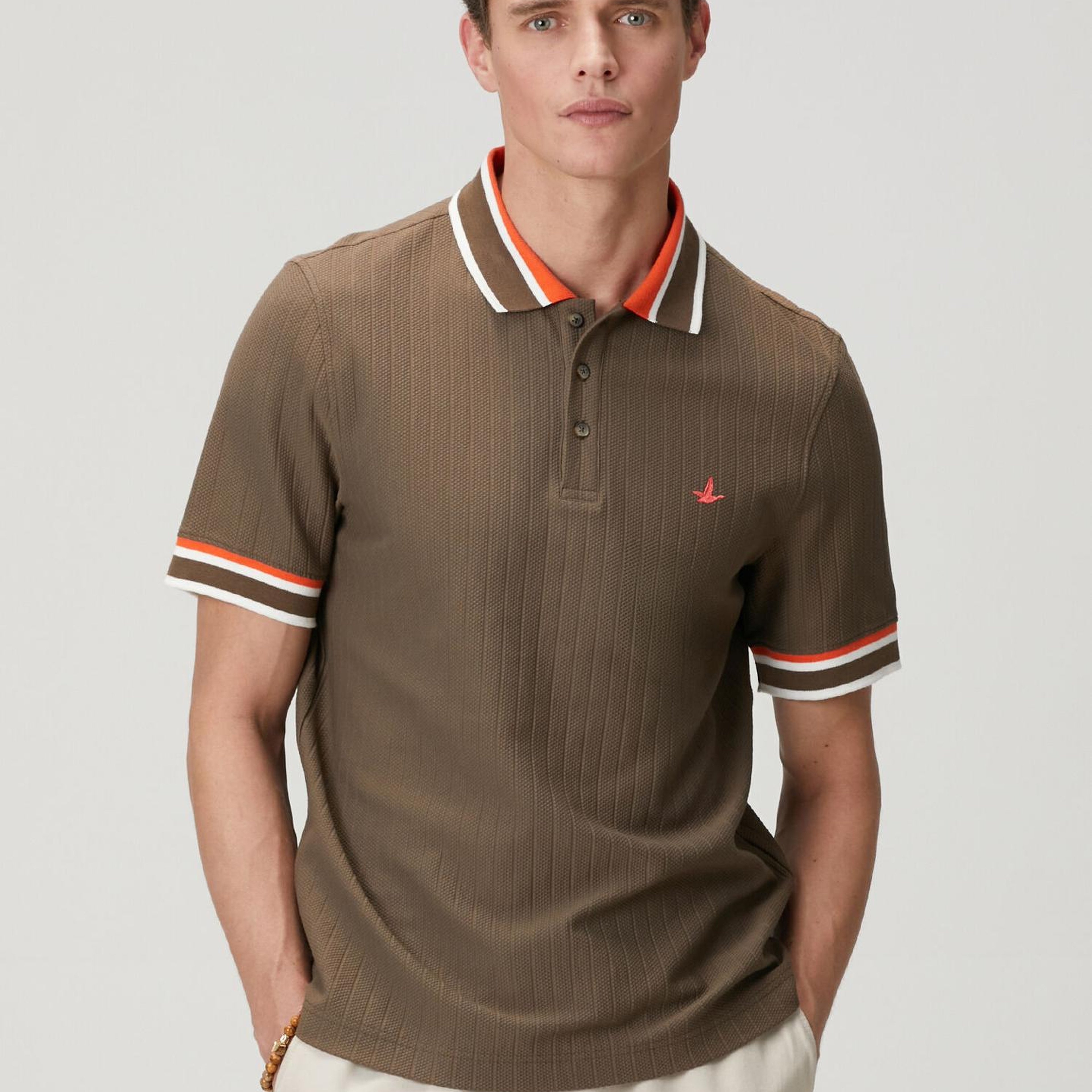 Beymen Club Erkek Kahverengi Comfort Fit Dokulu Polo T-shirt