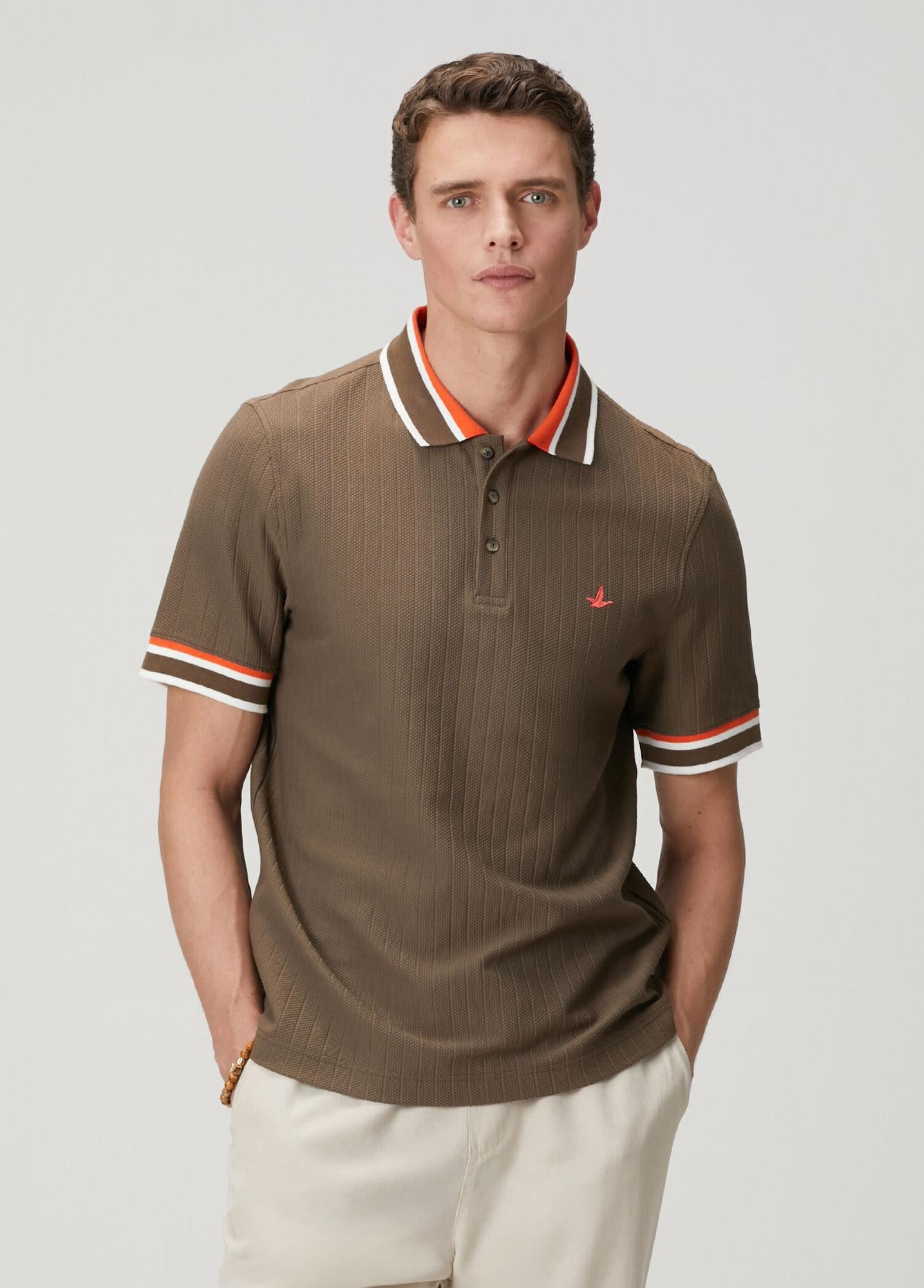 Beymen Club Erkek Kahverengi Comfort Fit Dokulu Polo T-shirt
