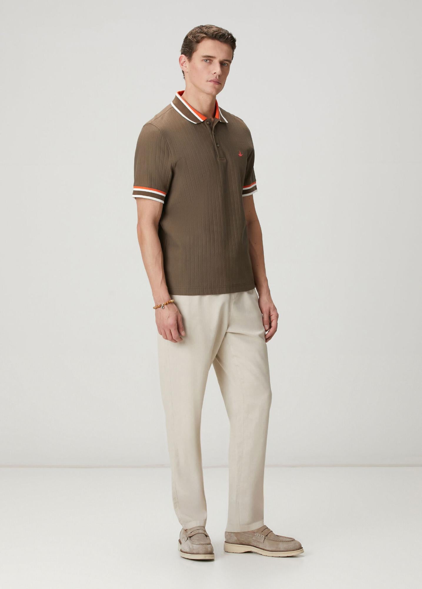 Beymen Club Erkek Kahverengi Comfort Fit Dokulu Polo T-shirt
