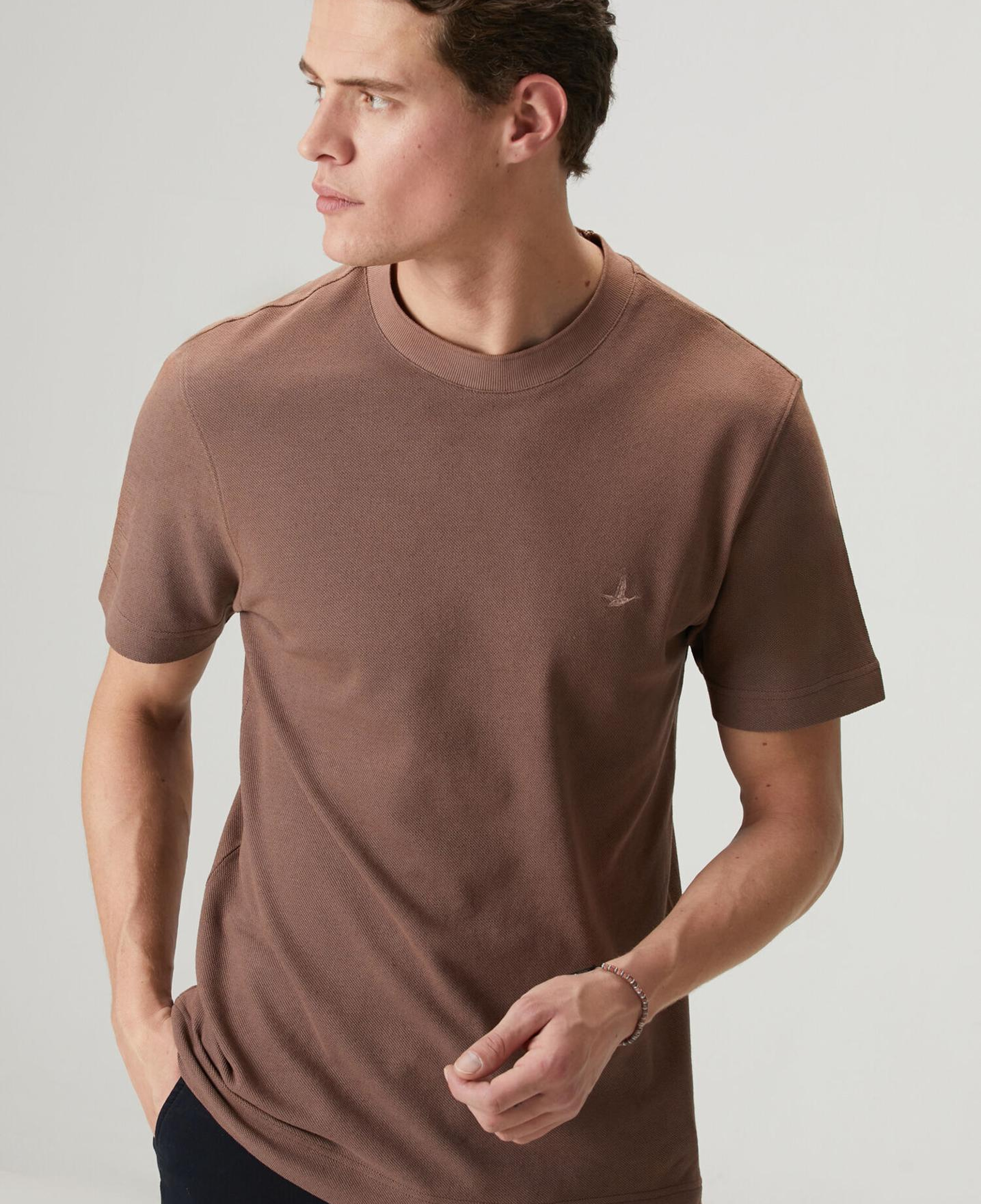 Beymen Club Erkek Kahverengi Relax Fit Pamuk Keten Pike T-shirt