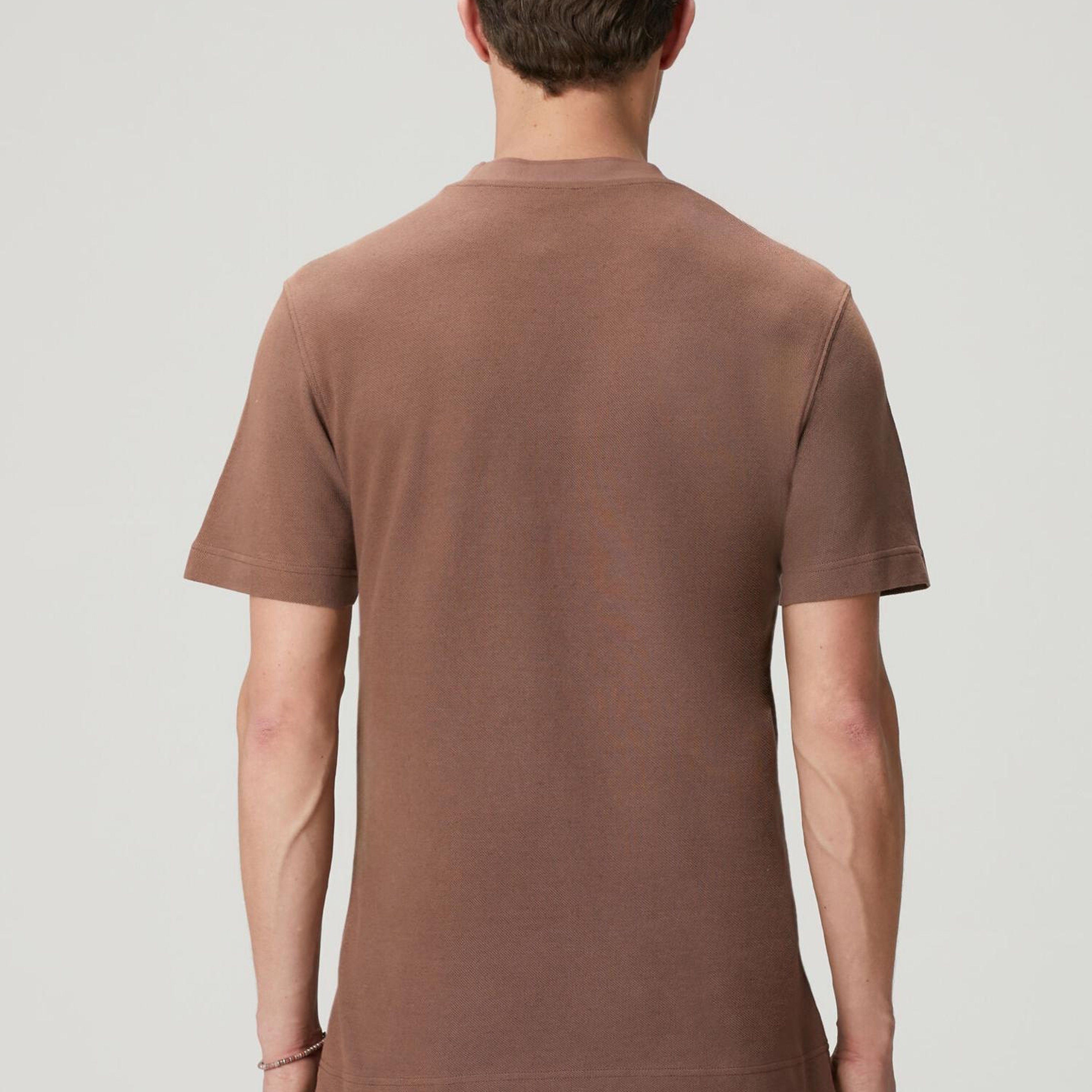 Beymen Club Erkek Kahverengi Relax Fit Pamuk Keten Pike T-shirt