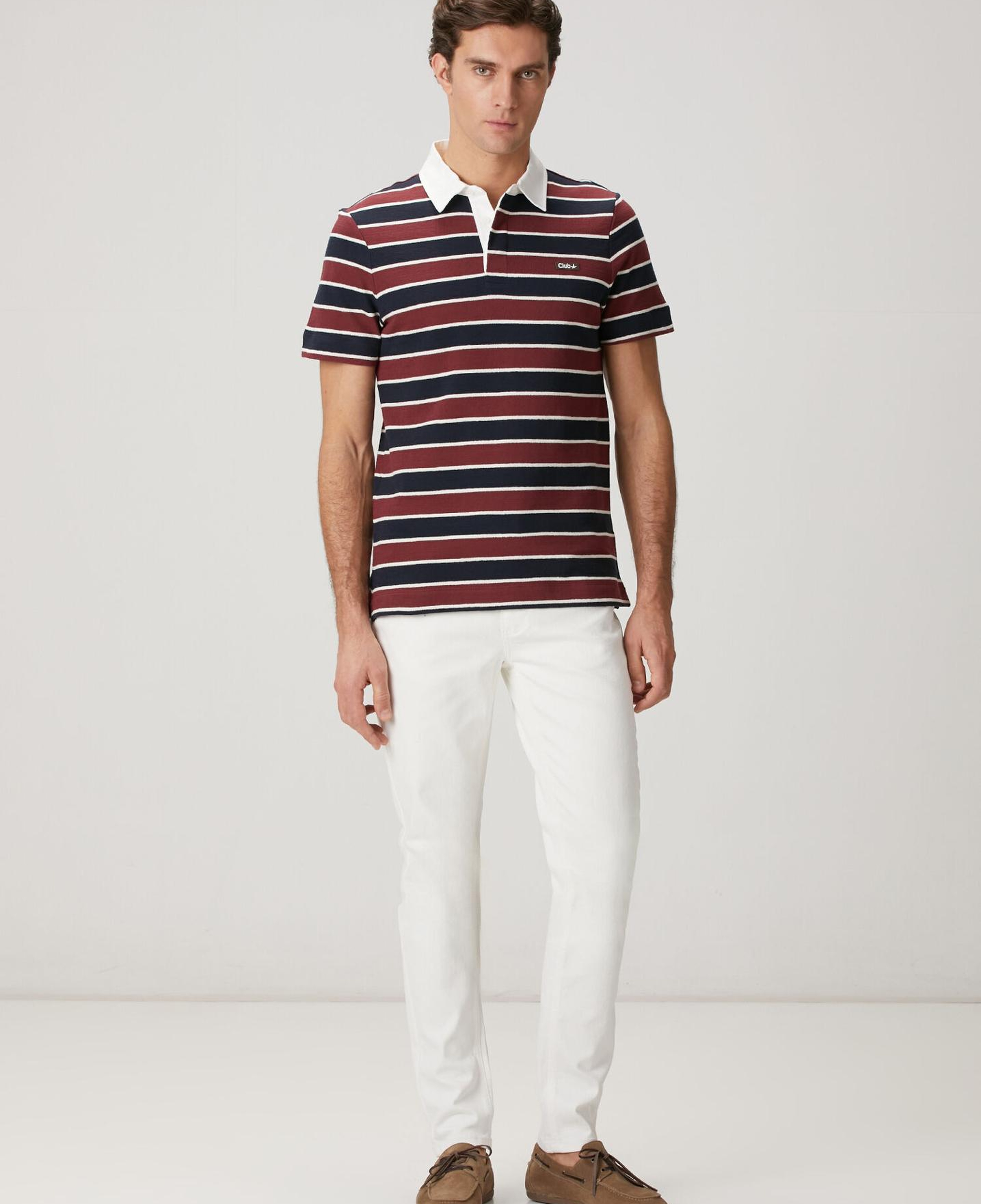 Beymen Club Erkek Slim Fit Bordo Lacivert Çizgili Polo T-shirt
