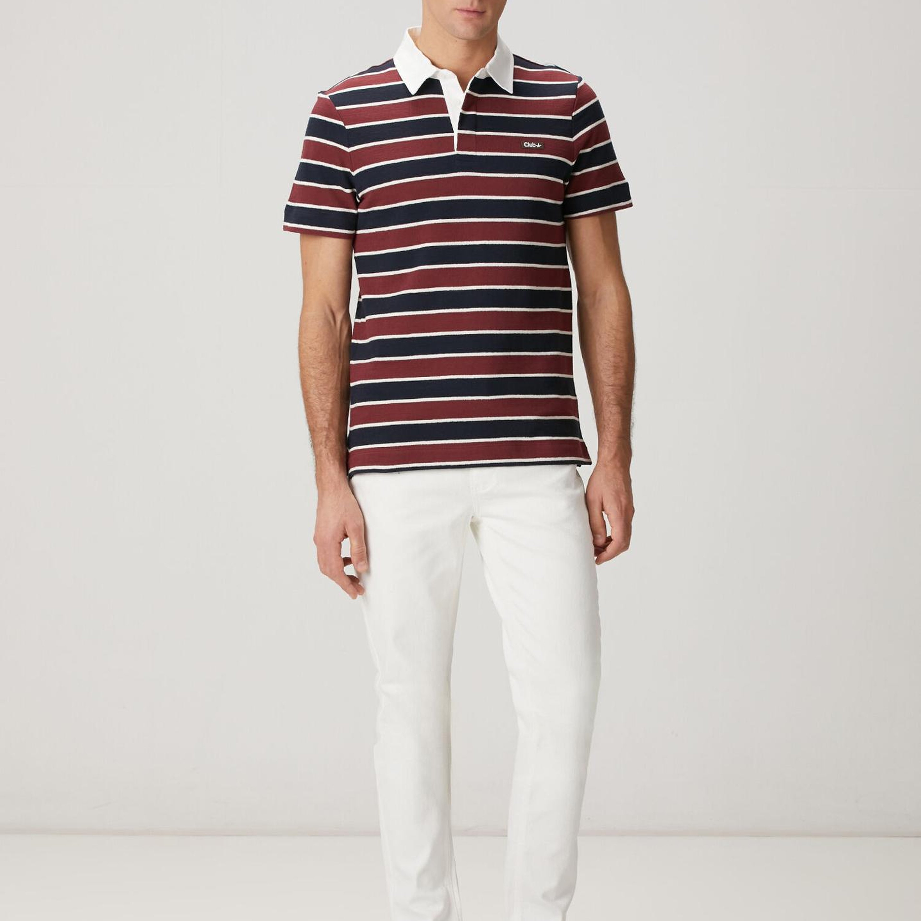 Beymen Club Erkek Slim Fit Bordo Lacivert Çizgili Polo T-shirt