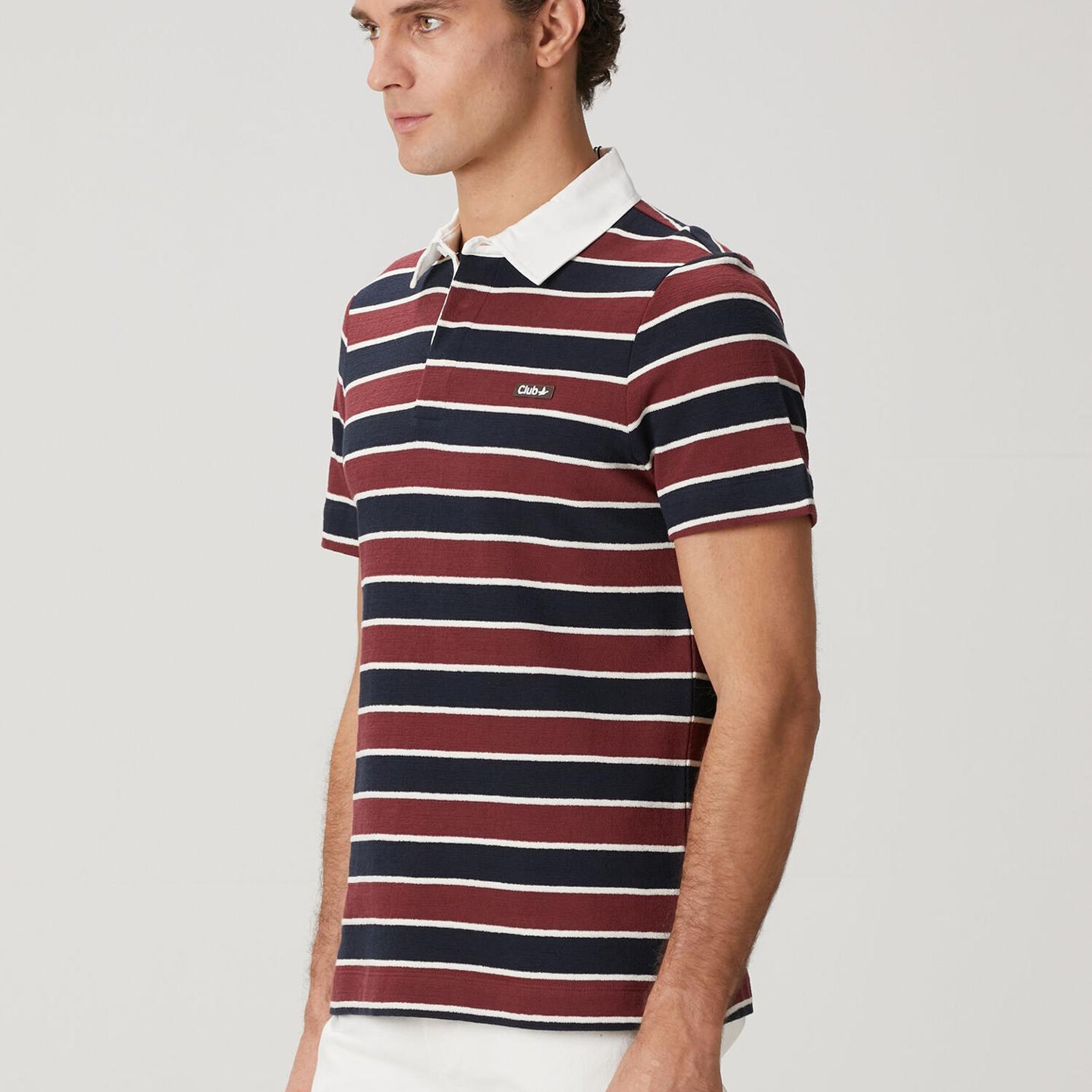 Beymen Club Erkek Slim Fit Bordo Lacivert Çizgili Polo T-shirt