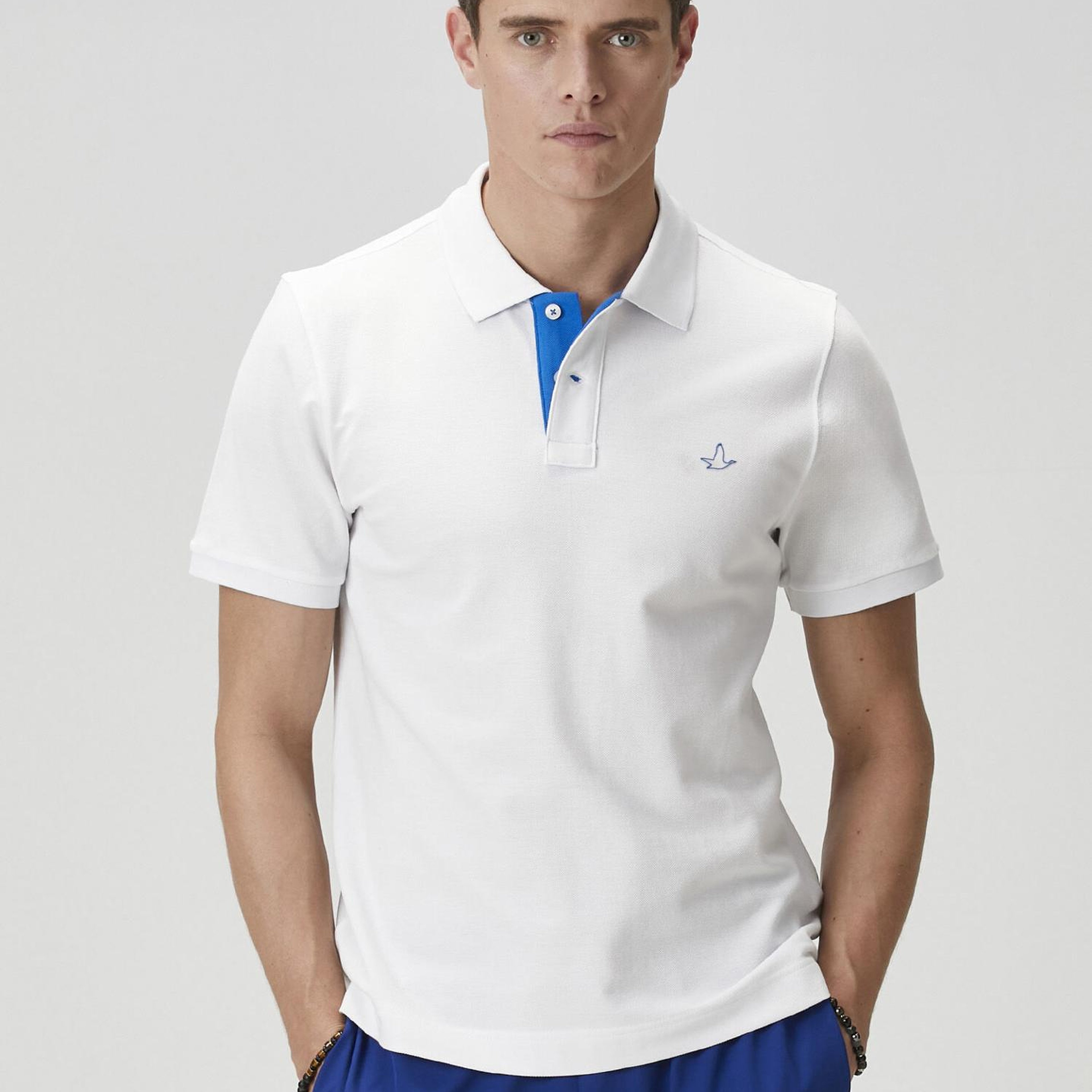 Beymen Club Erkek Comfort Fit Beyaz Yaka Altı Baskılı Polo T-shirt