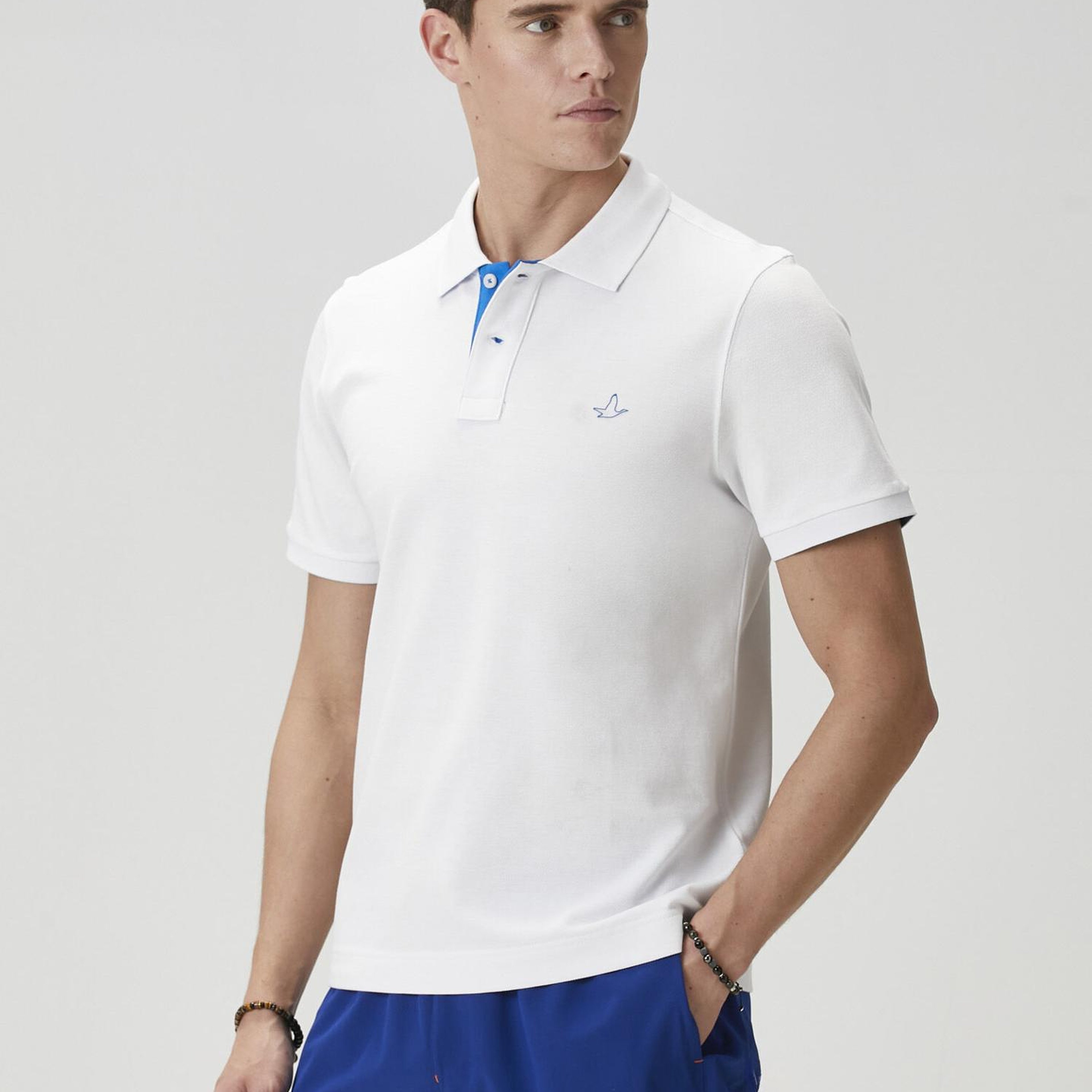 Beymen Club Erkek Comfort Fit Beyaz Yaka Altı Baskılı Polo T-shirt