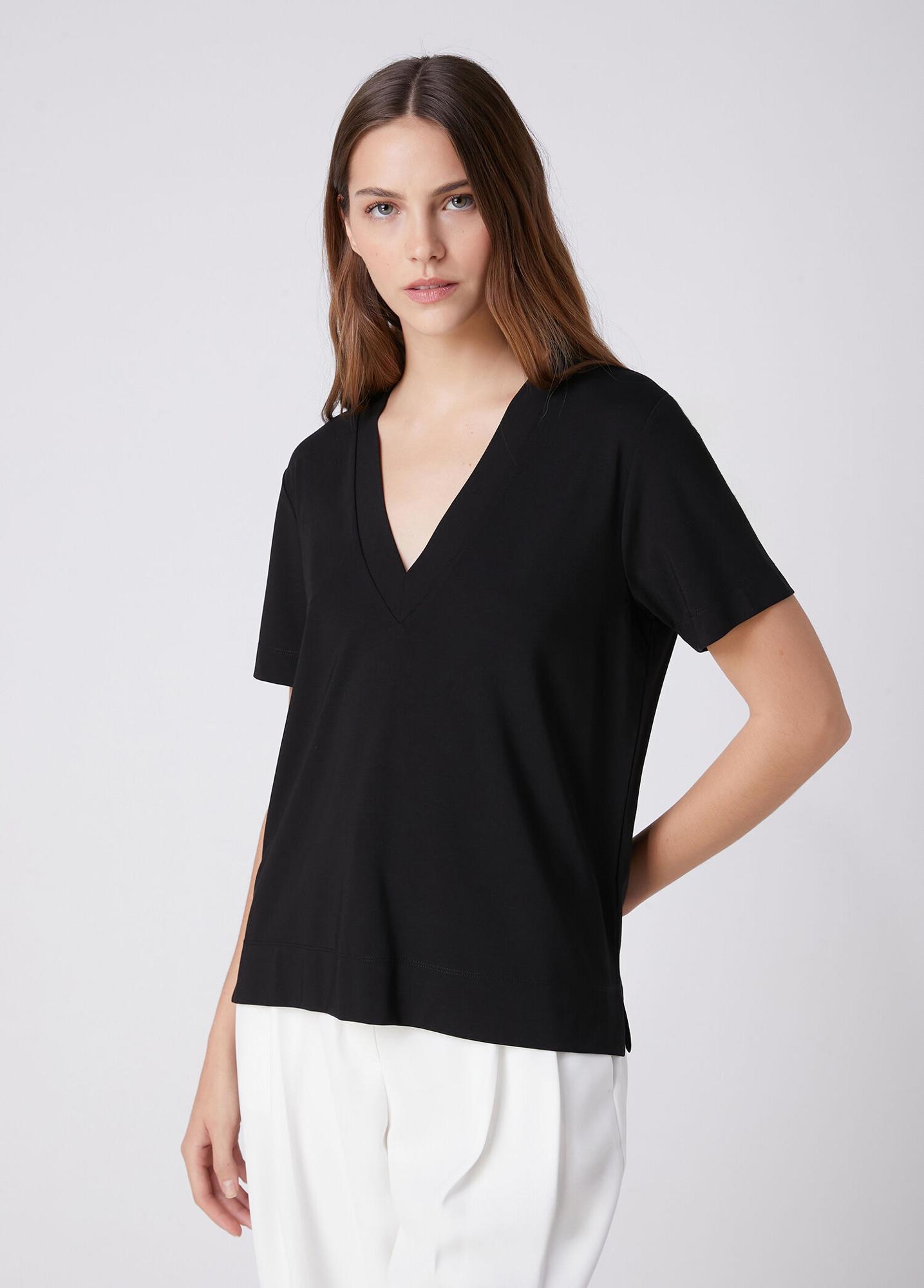 Beymen Club Kadın Siyah Yanı Yırtmaçlı Basic T-shirt