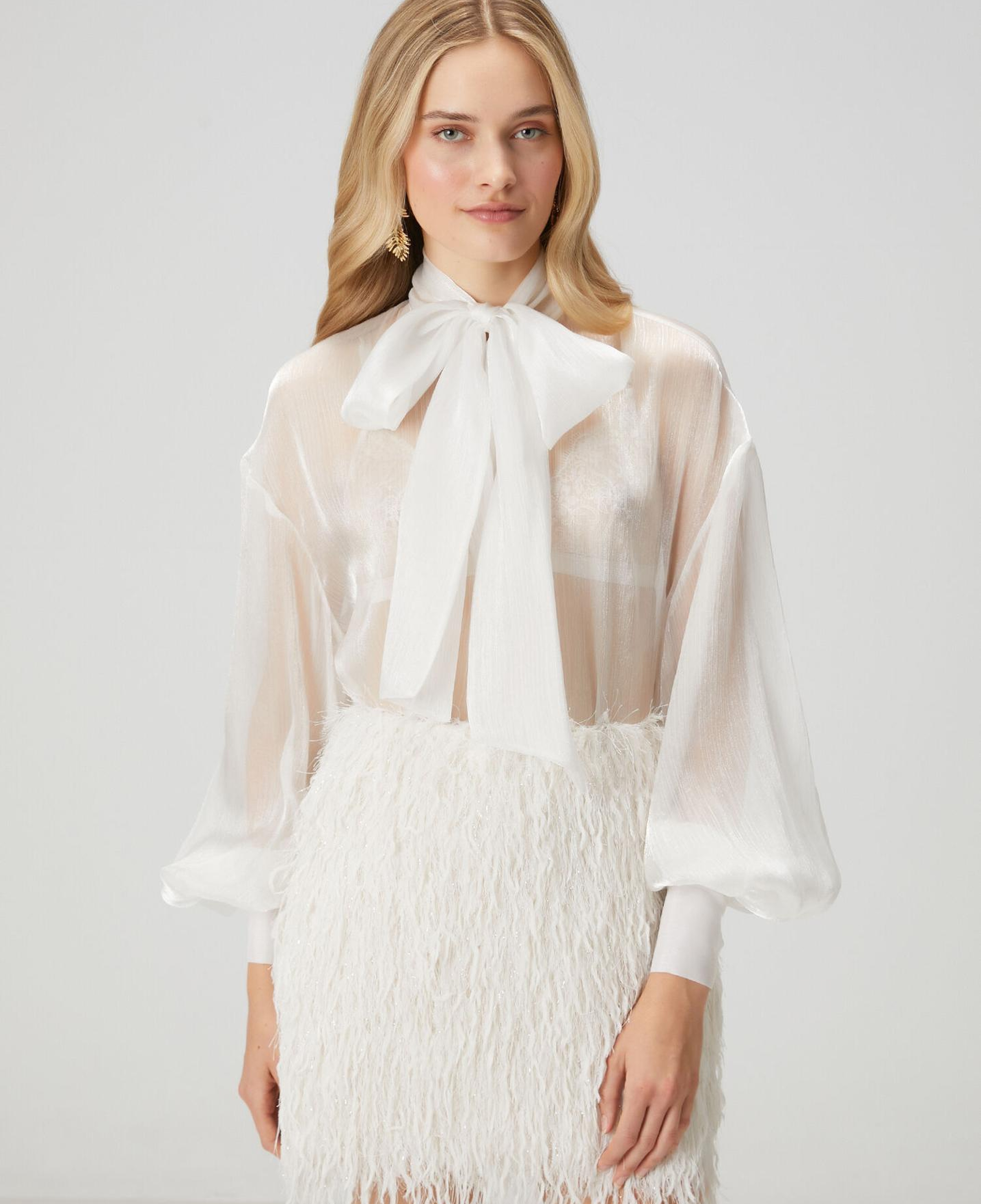 Beymen Club Kadın Kırık Beyaz Transparan Abiye Bluz