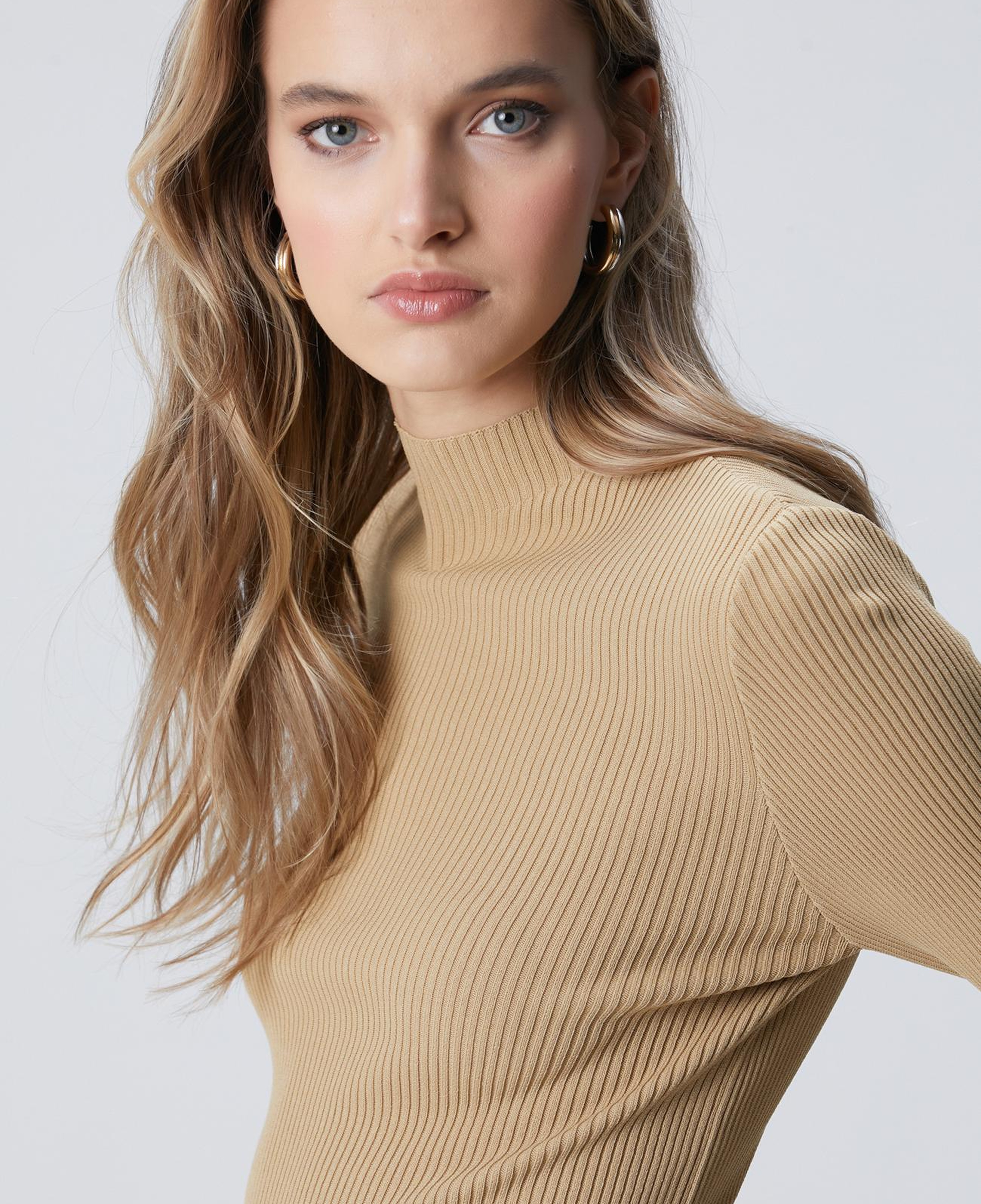 Network Kadın Camel İnce Ribana Örgü Rayon Basic Kazak
