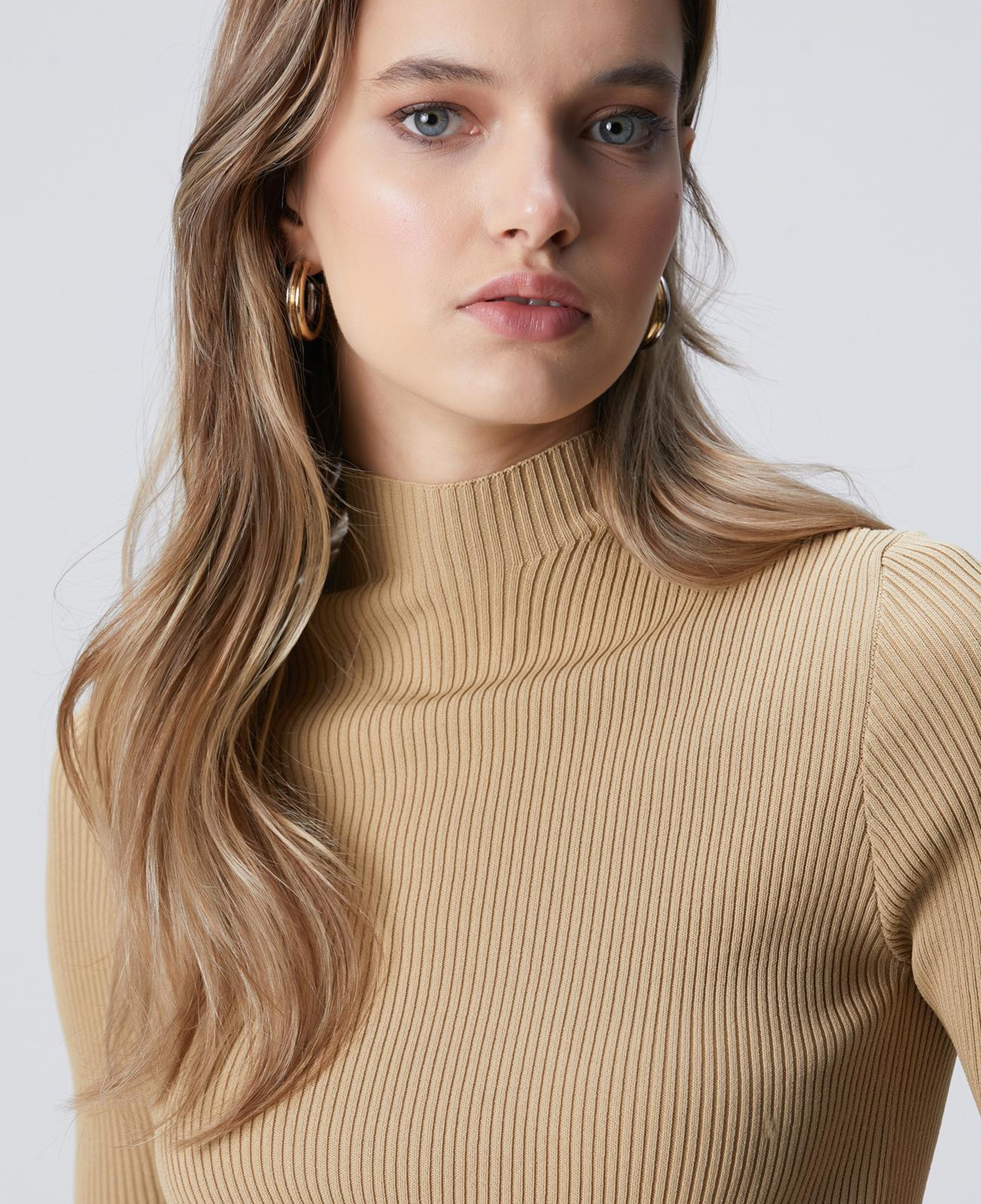 Network Kadın Camel Yarım Kol Rayon Basic Kazak