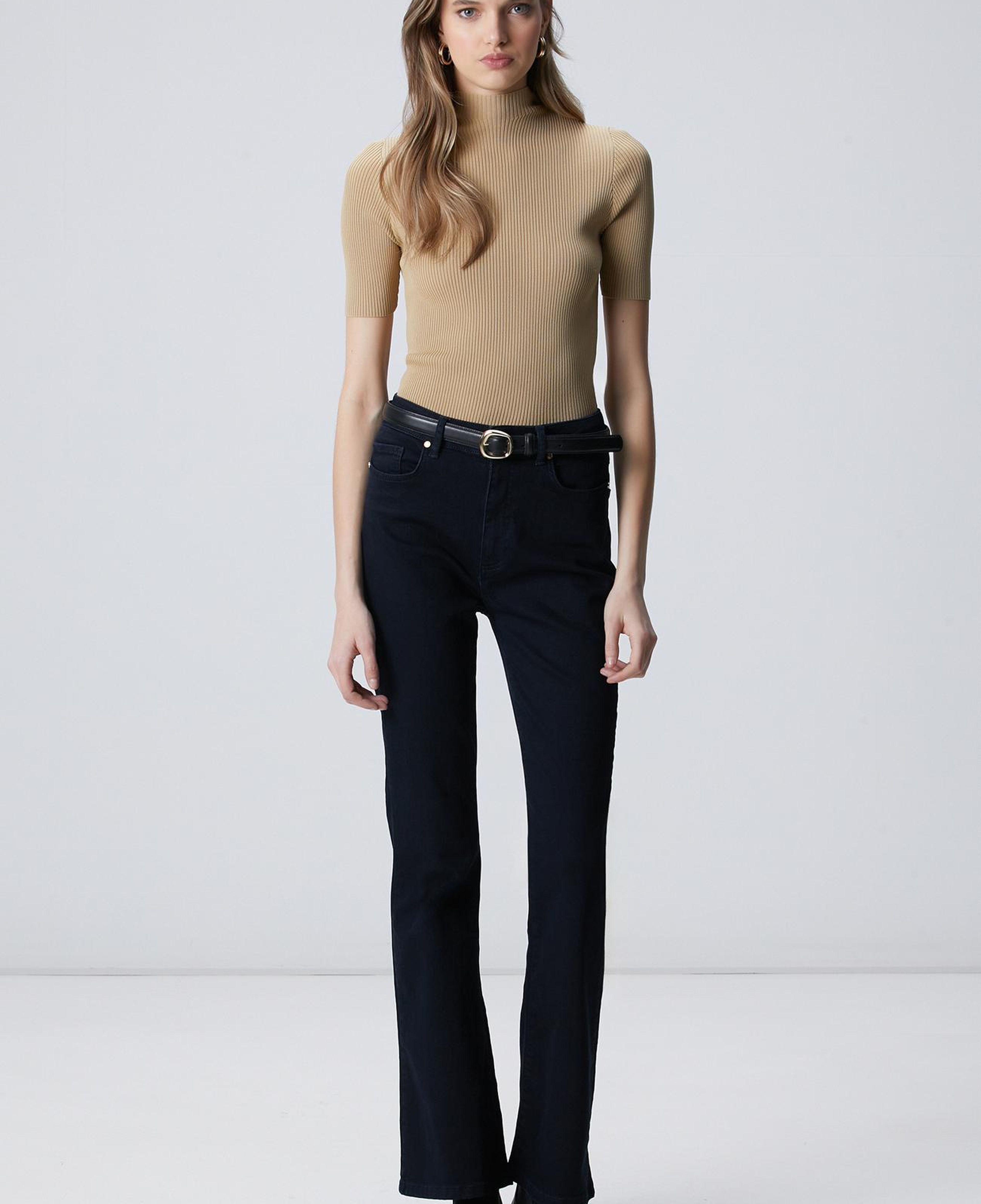 Network Kadın Camel Yarım Kol Rayon Basic Kazak
