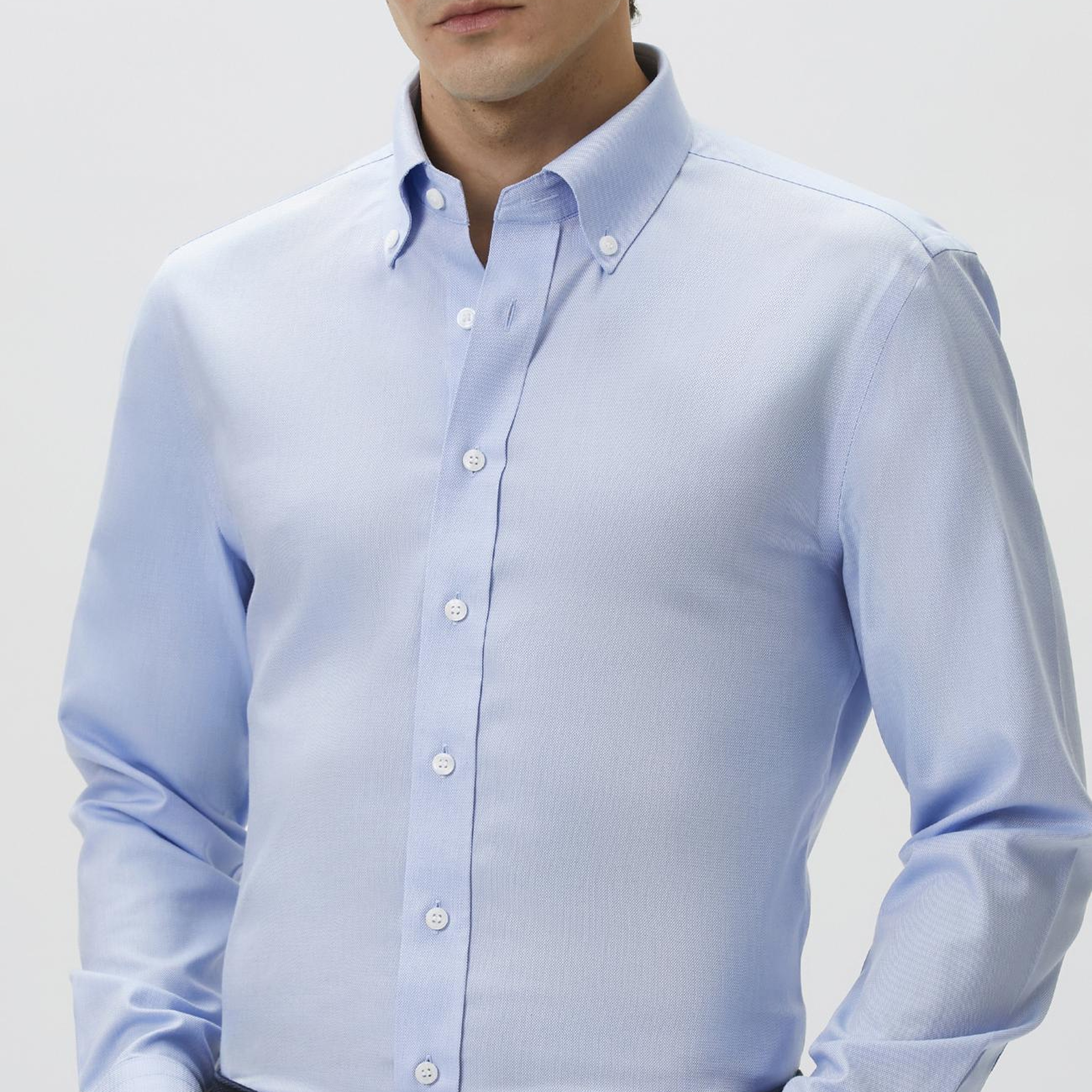 Network Erkek Slim Fit Mavi Non-iron Oxford Gömlek