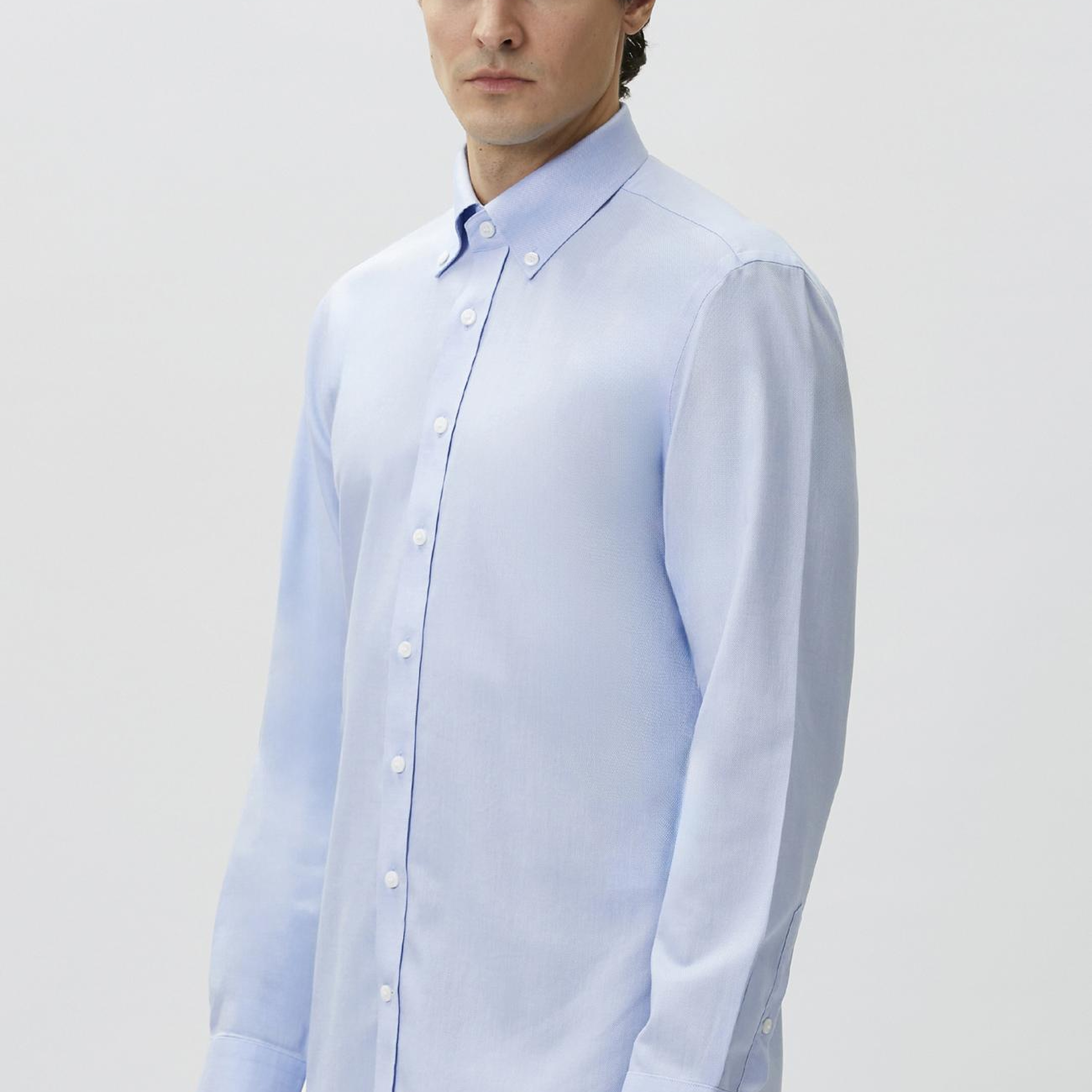 Network Erkek Slim Fit Mavi Non-iron Oxford Gömlek
