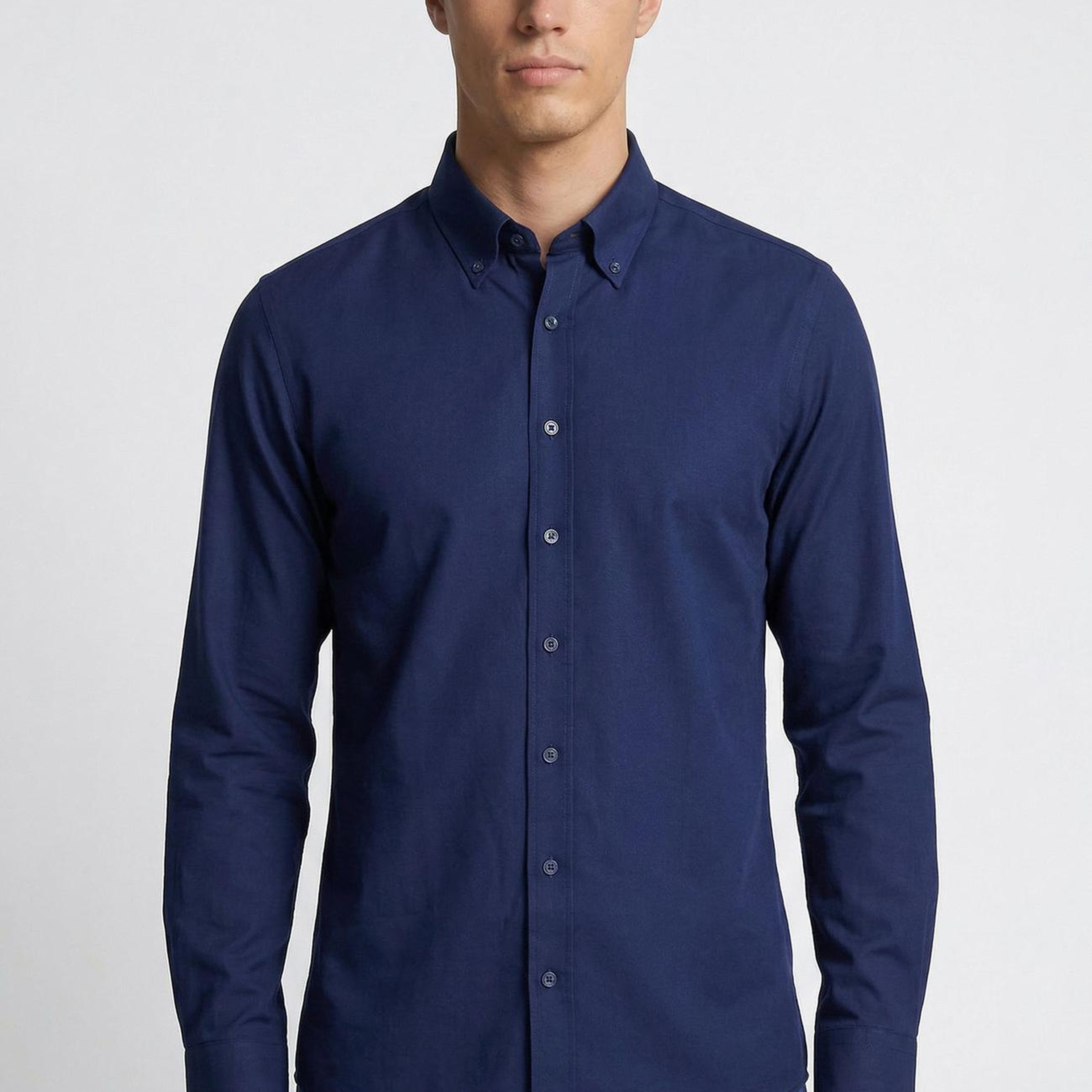 Network Erkek Slim Fit Lacivert Non-iron Oxford Gömlek