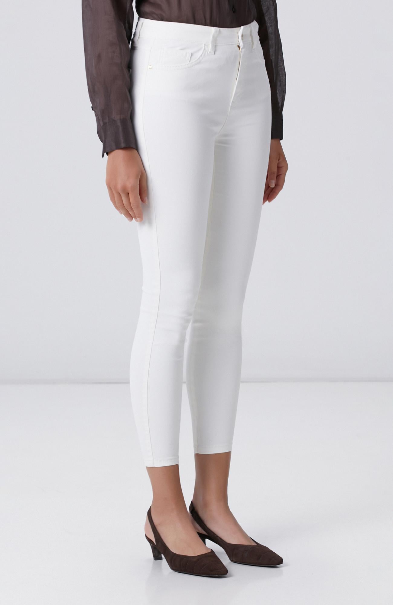 Network Kadın Beyaz Kaplamalı Skinny Kalıp Denim Pantolon