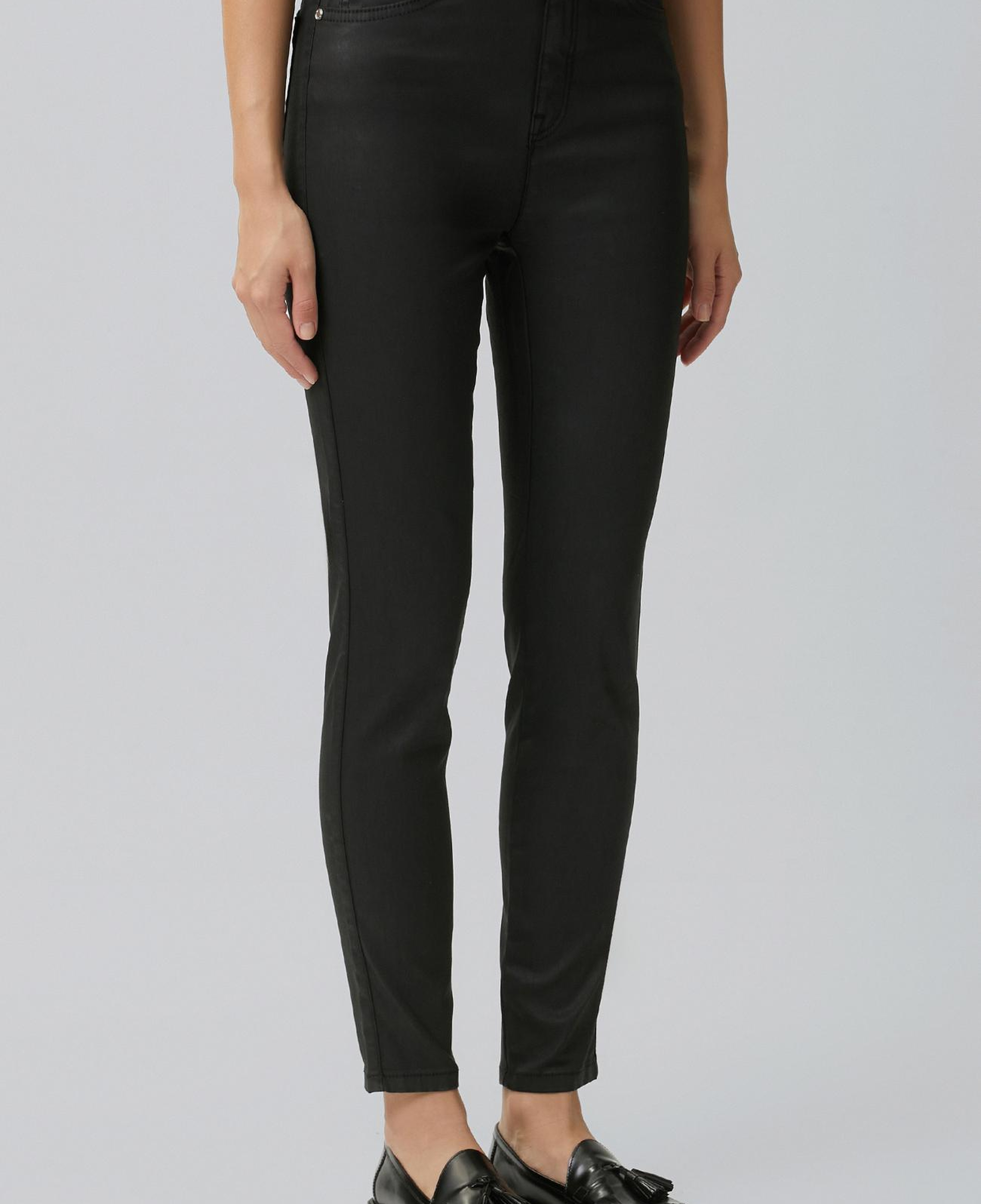 Network Kadın Siyah Kaplamalı Skinny Kalıp Denim Pantolon