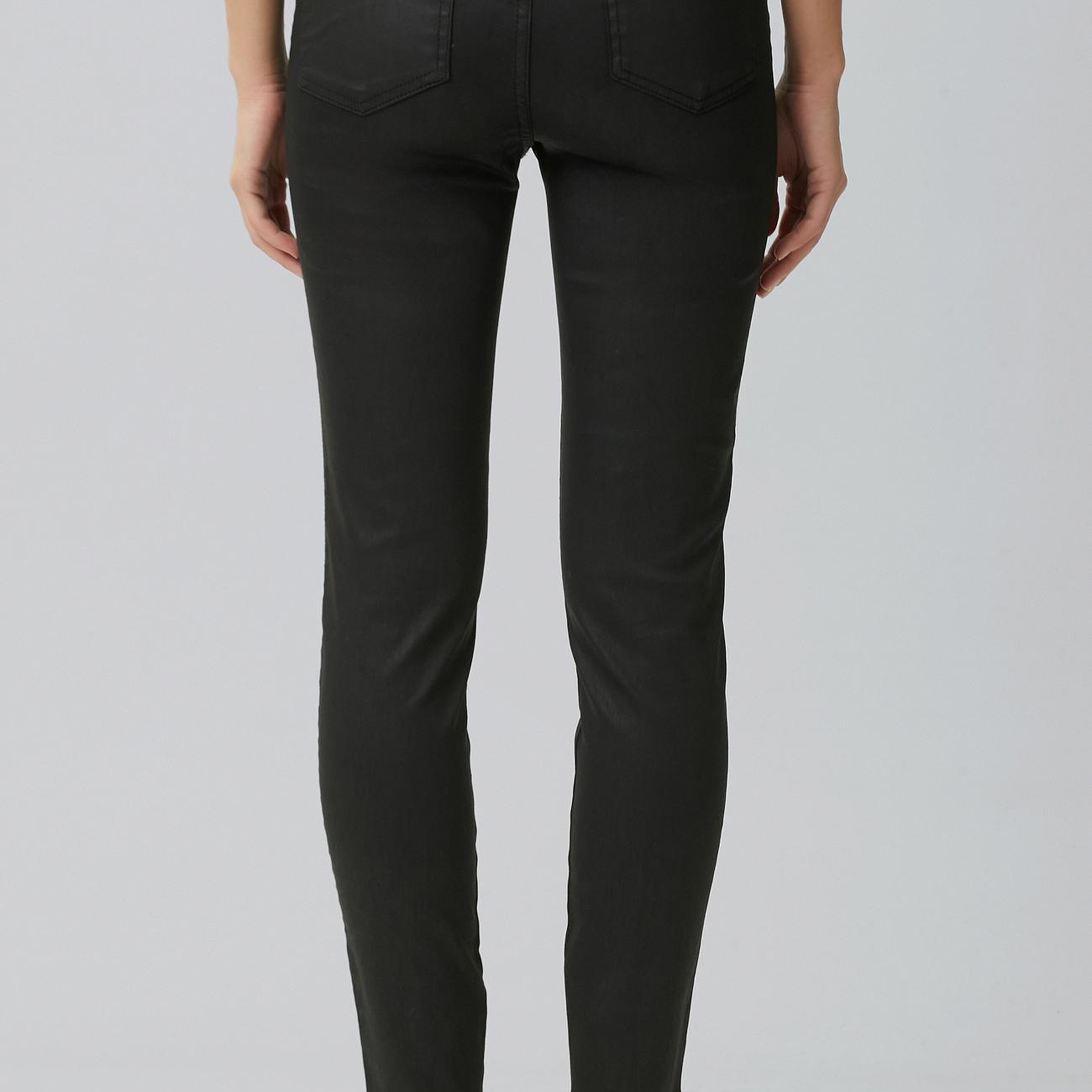Network Kadın Siyah Kaplamalı Skinny Kalıp Denim Pantolon