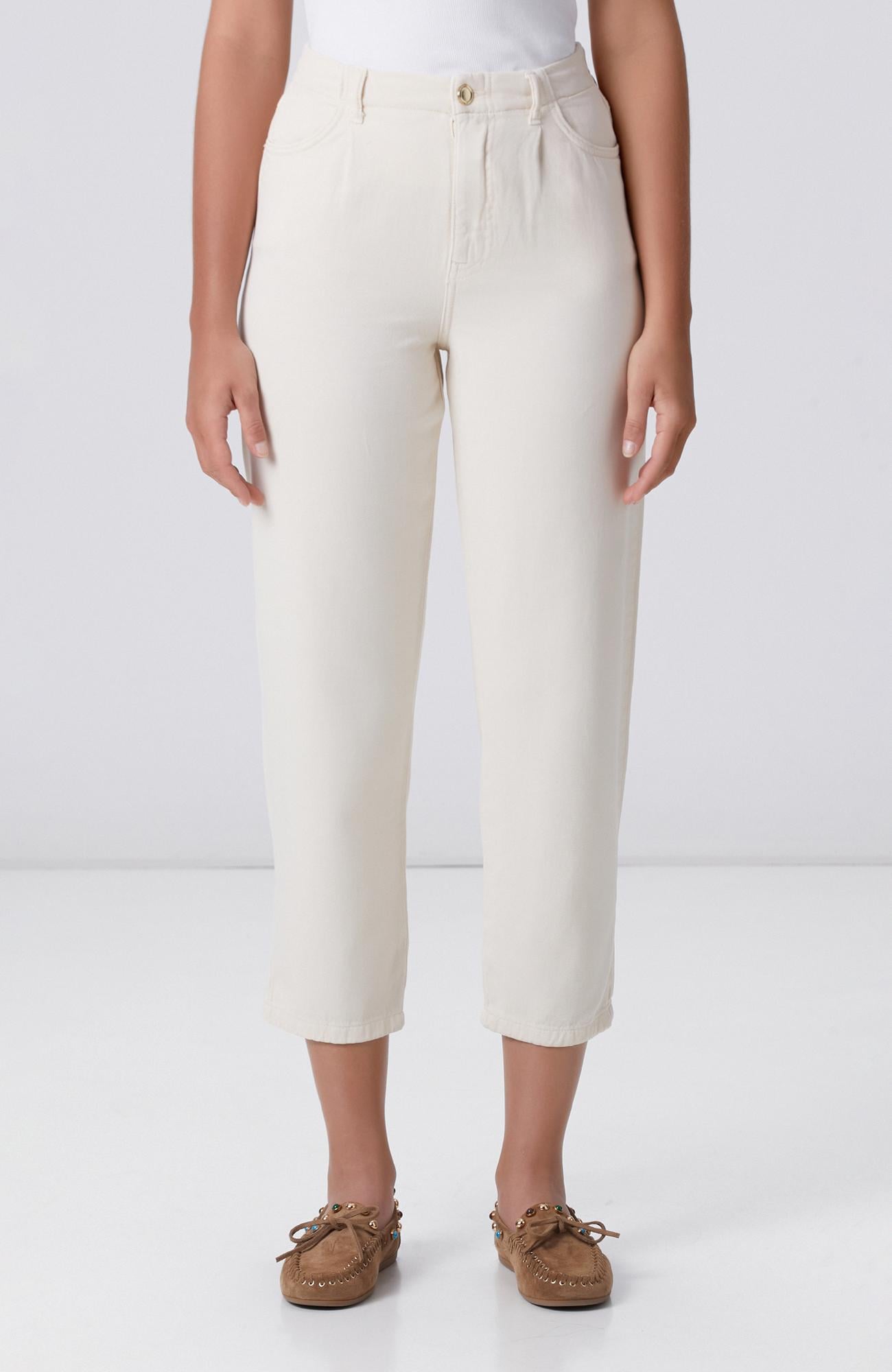 Network Kadın Kırık Beyaz Tencel Karışımlı Casual Pantolon