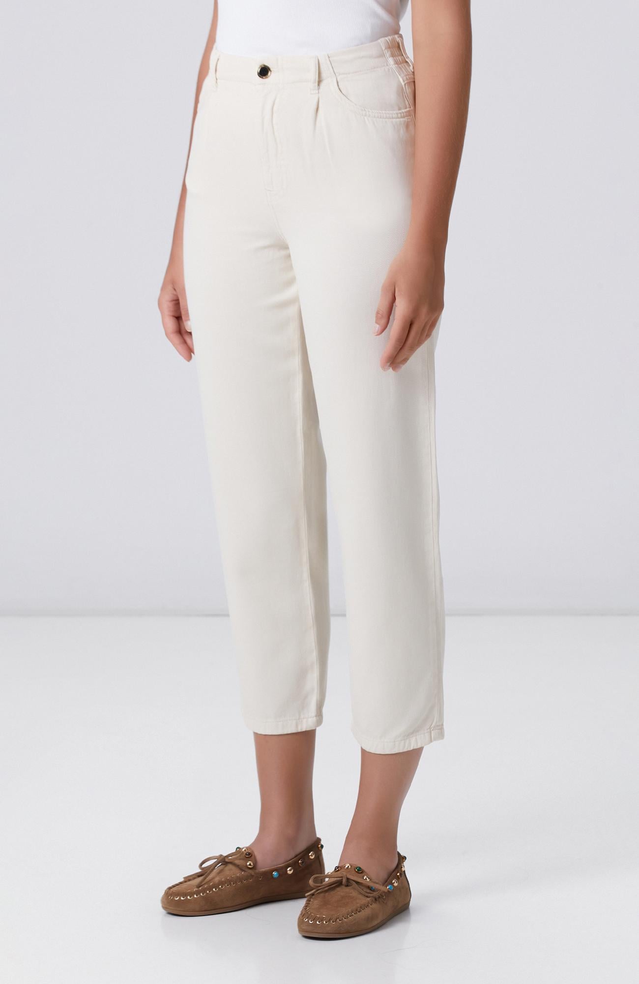 Network Kadın Kırık Beyaz Tencel Karışımlı Casual Pantolon