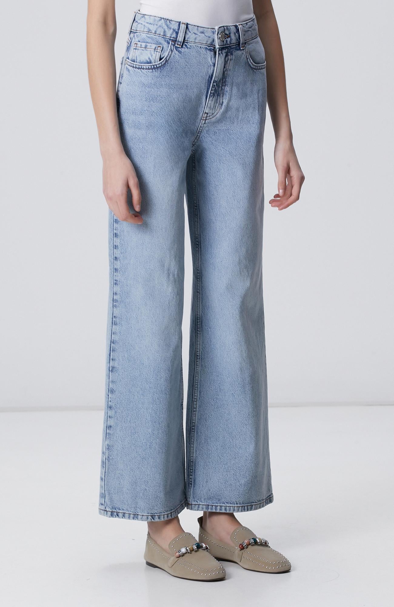 Network Kadın Mavi Wide Leg Denim Pantolon