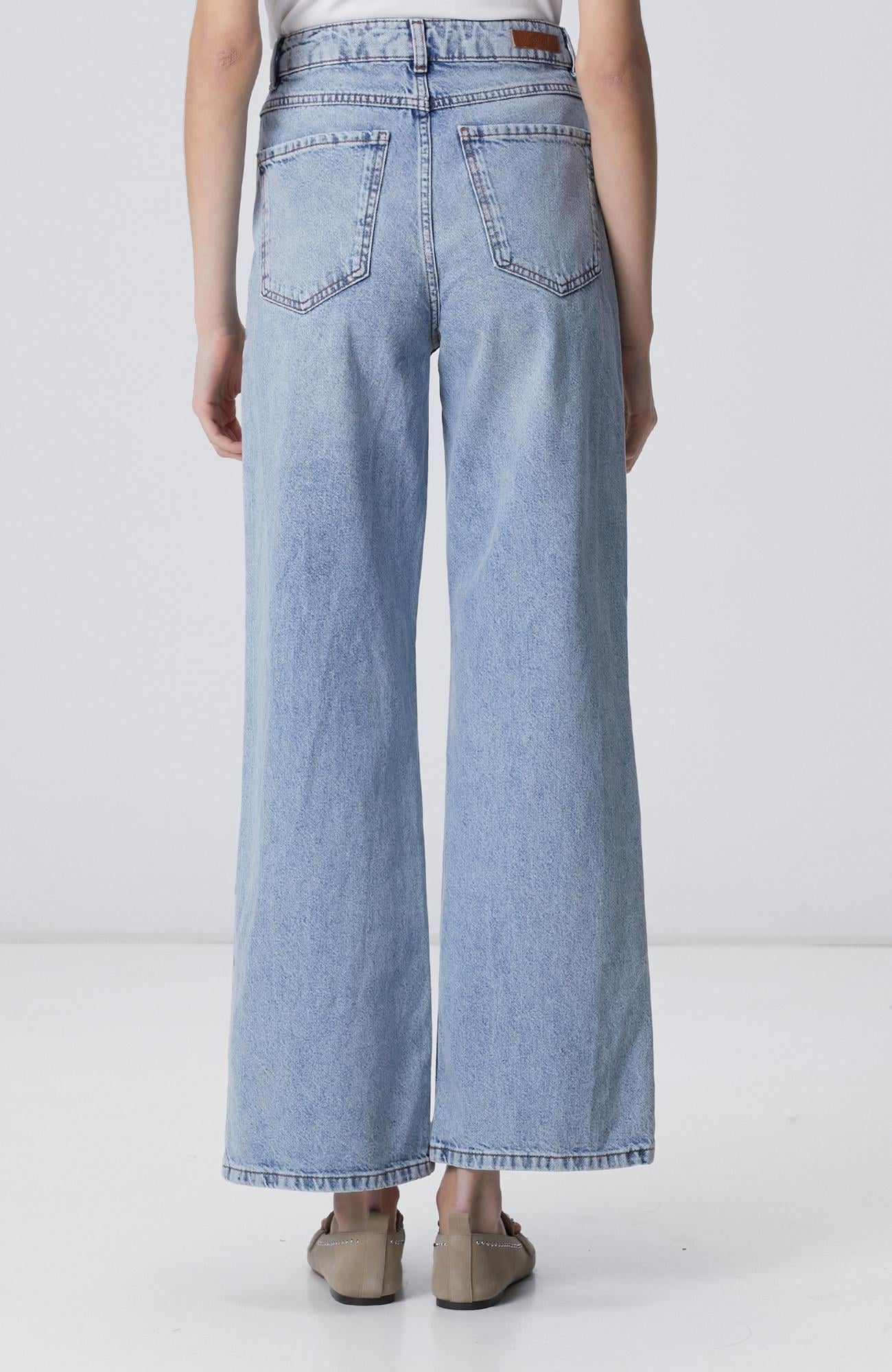 Network Kadın Mavi Wide Leg Denim Pantolon