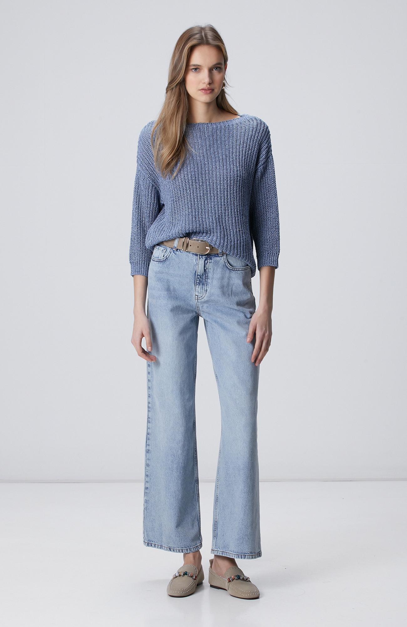 Network Kadın Mavi Wide Leg Denim Pantolon