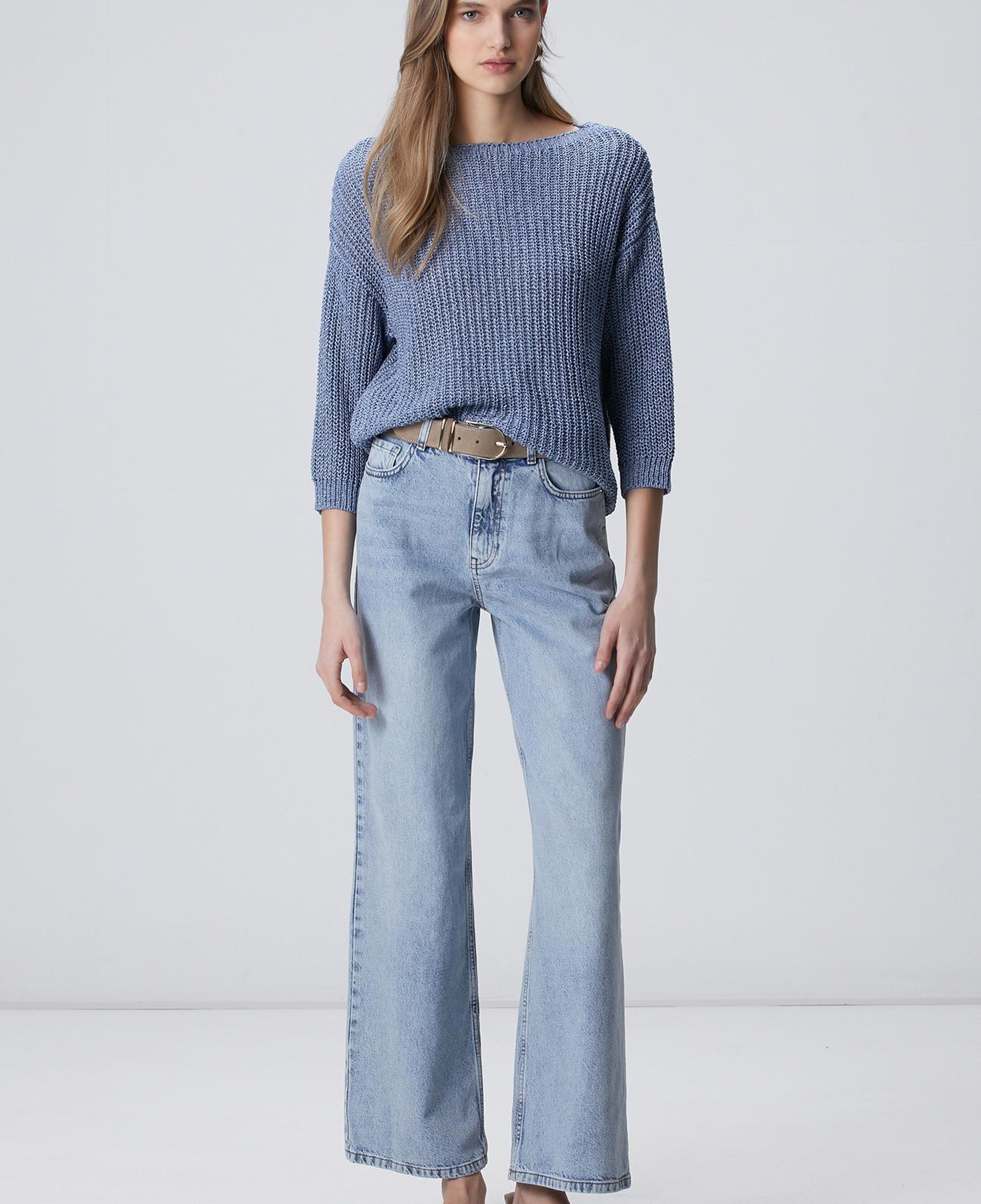 Network Kadın Mavi Wide Leg Denim Pantolon