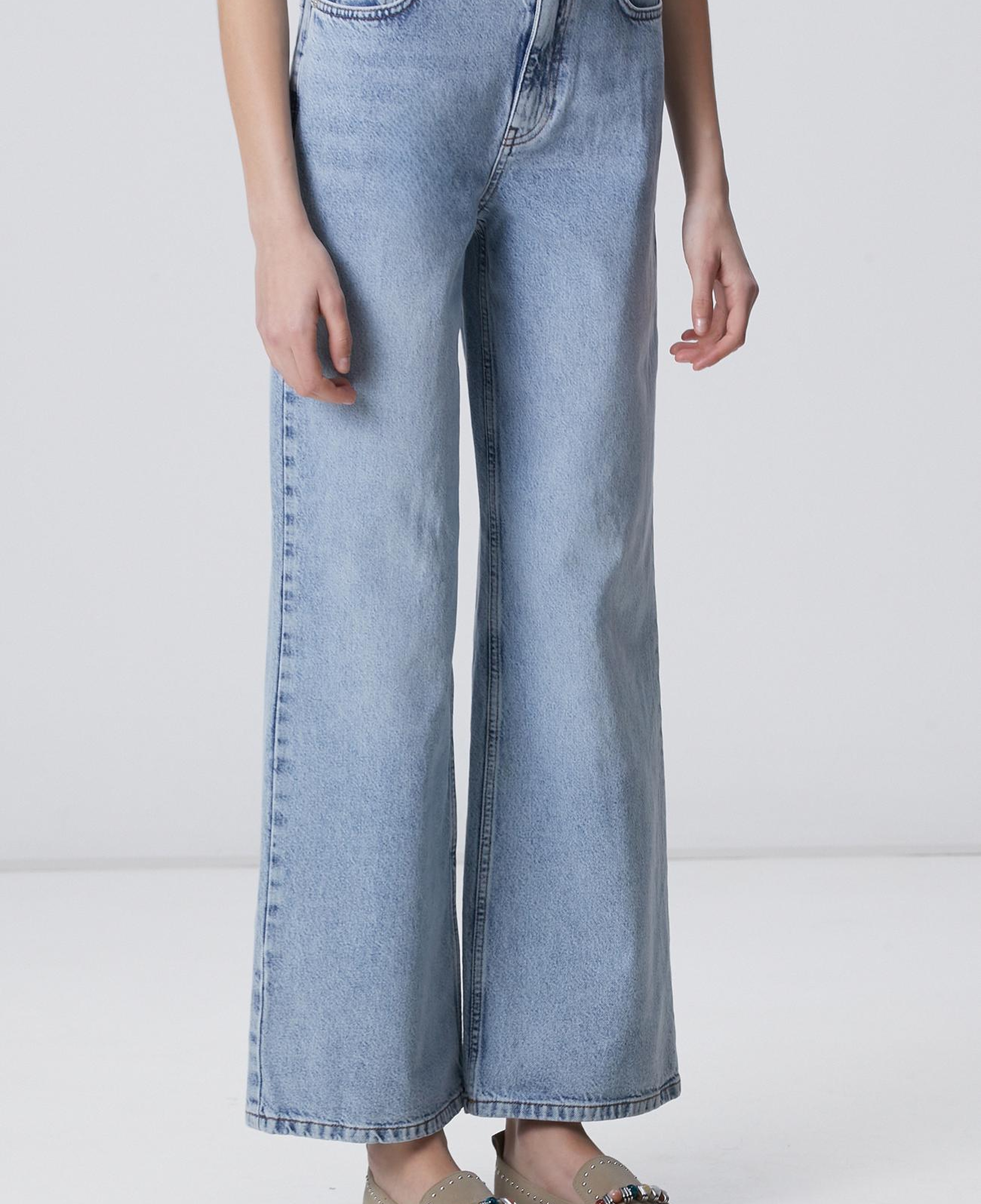 Network Kadın Mavi Wide Leg Denim Pantolon