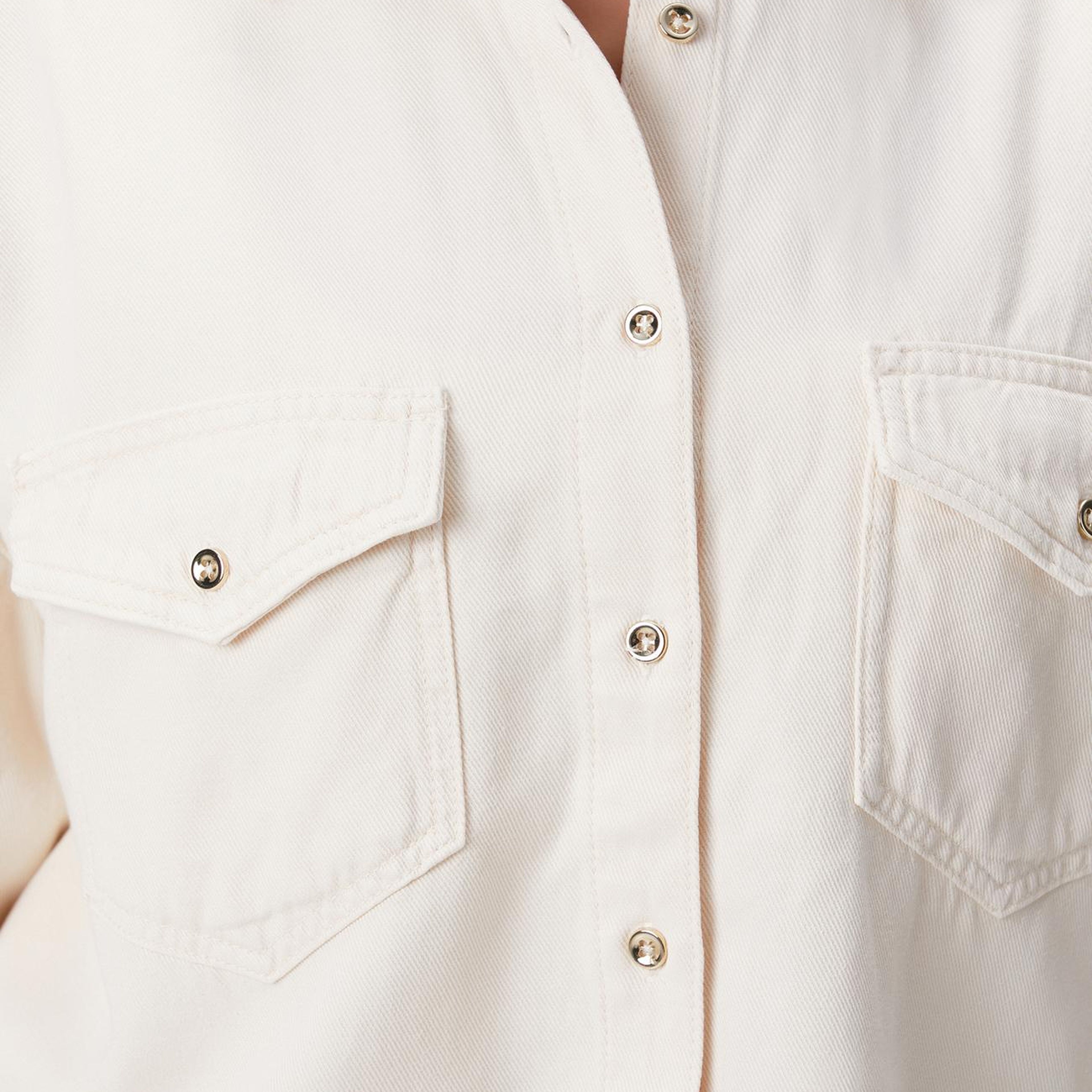 Network Kadın Kırık Beyaz Tencel Karışımlı Denim Gömlek