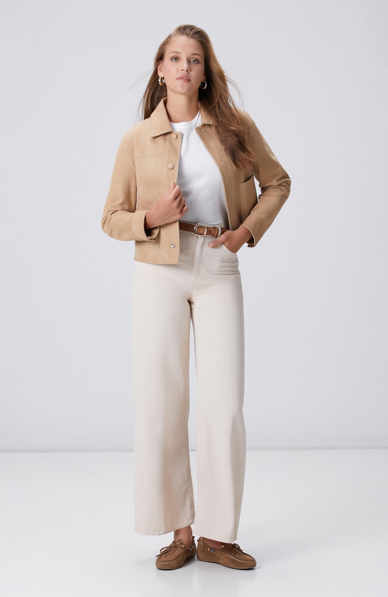 Network Kadın Kırık Beyaz Wide Leg Tencel Casual Pantolon