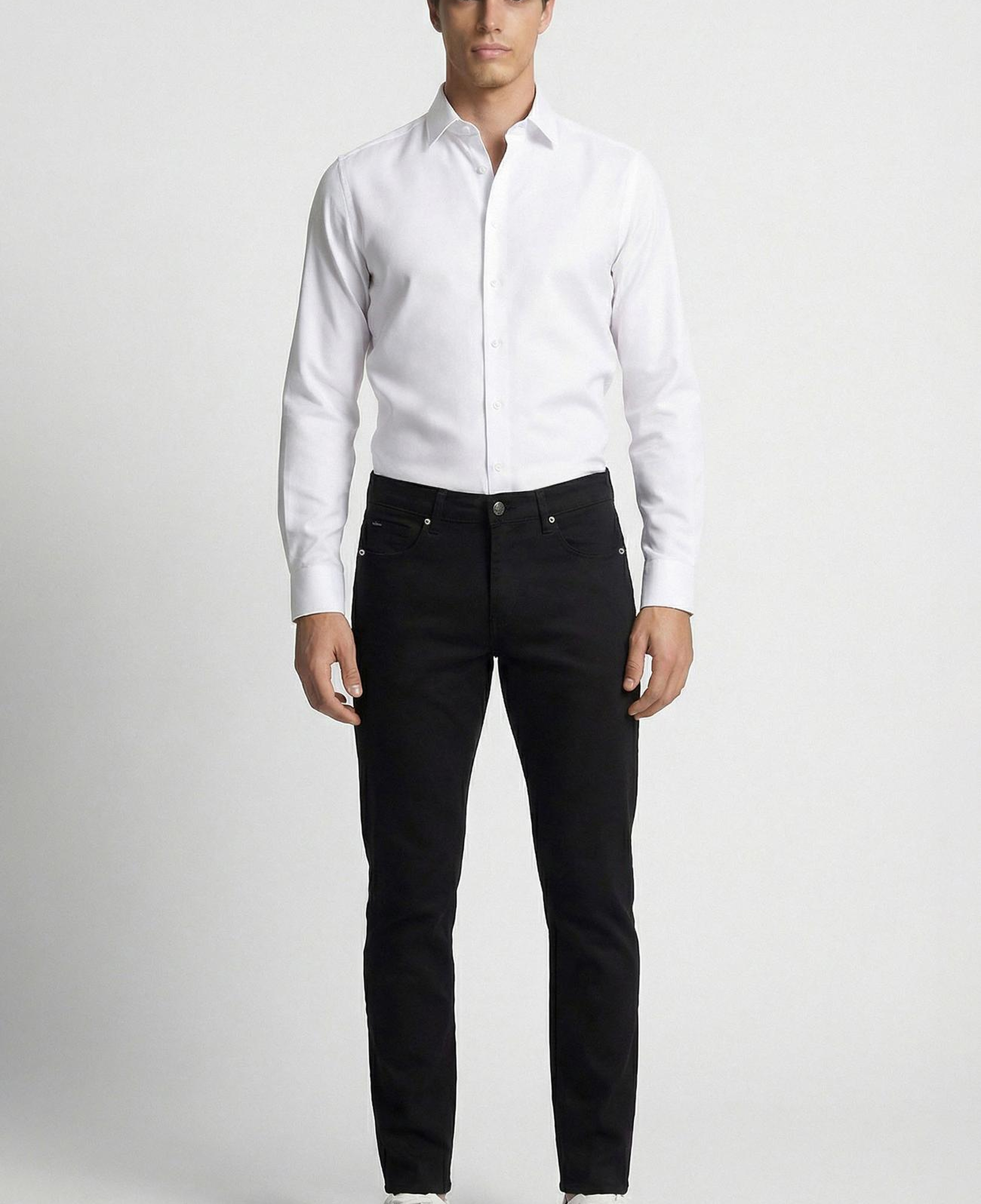 Network Erkek Regular Fit Beyaz Non Iron Jakarlı Gömlek