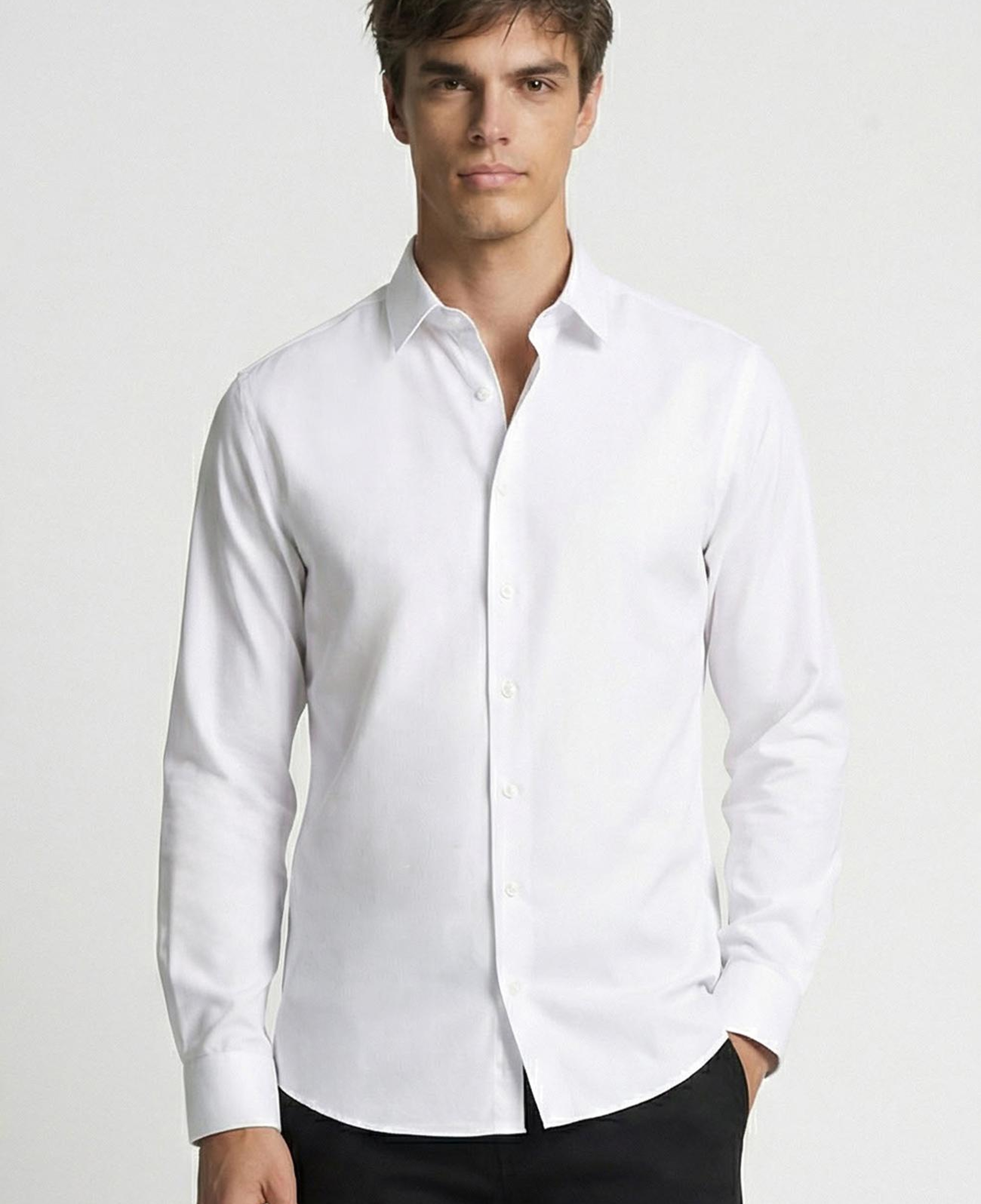 Network Erkek Regular Fit Beyaz Non Iron Jakarlı Gömlek