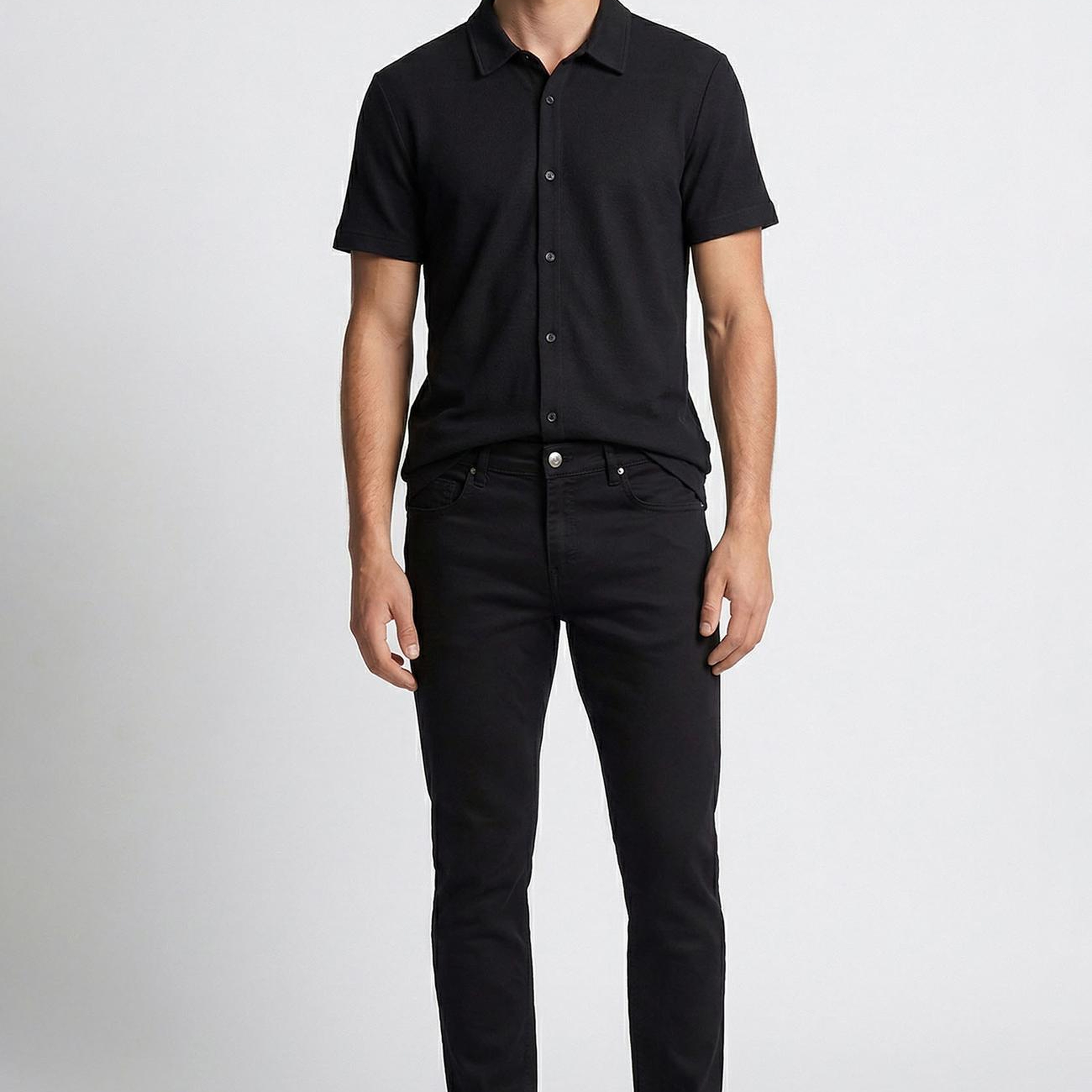 Network Erkek Siyah Slim Fit Armür Desen Pantolon