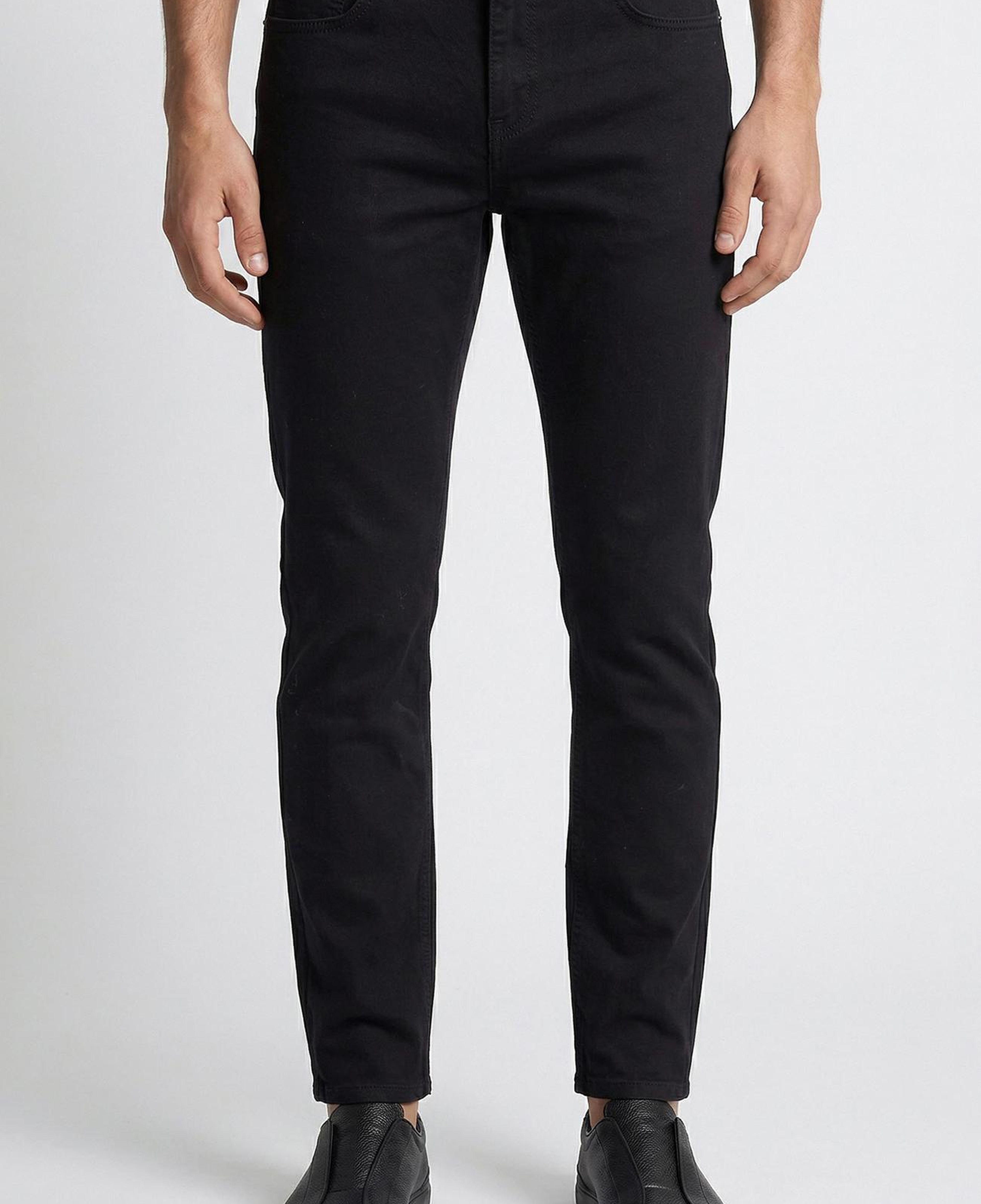 Network Erkek Siyah Slim Fit Armür Desen Pantolon