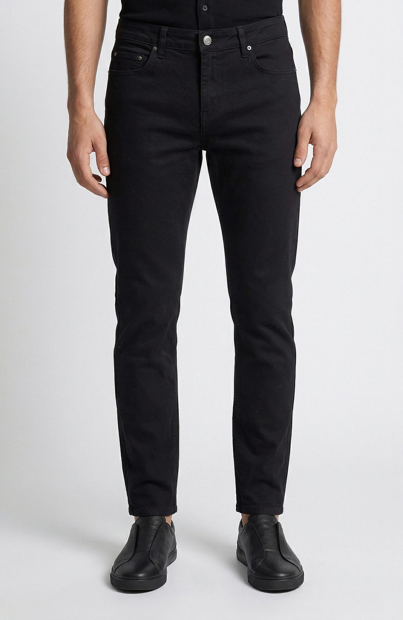 Network Erkek Siyah Slim Fit Armür Desen Pantolon