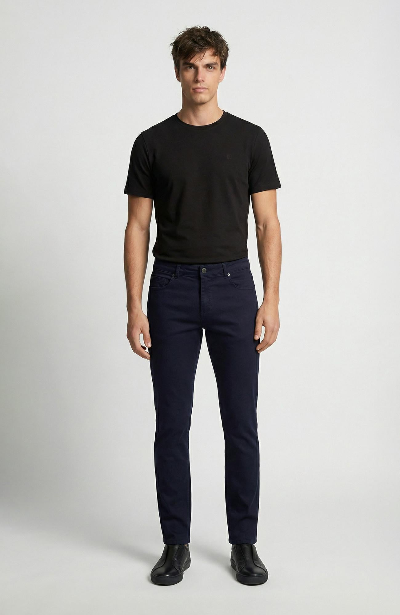 Network Erkek Slim Fit Lacivert 5 Cep Armür Desen Pantolon