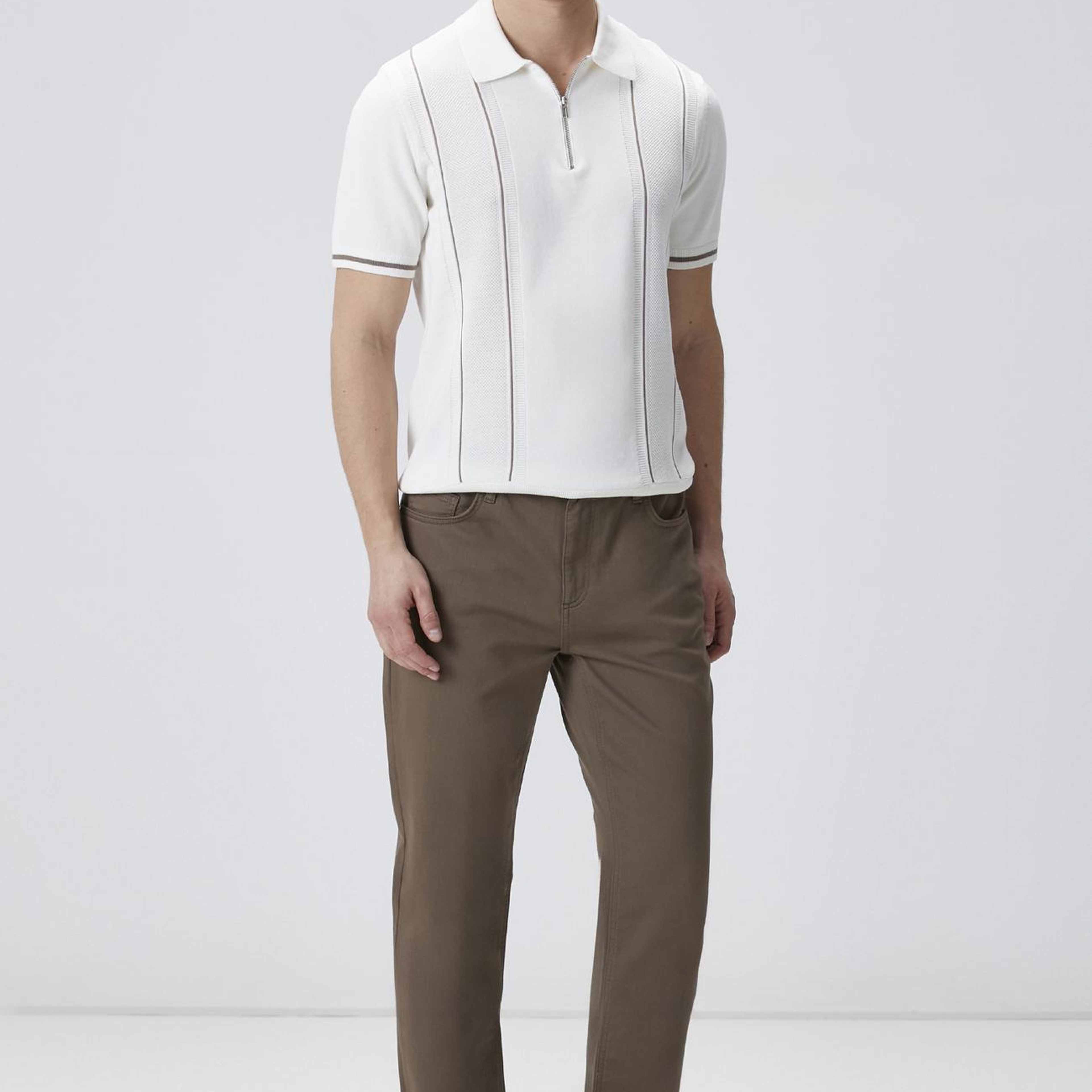 Network Erkek Vizon Slim Fit 5 Cep Armür Desen Pantolon
