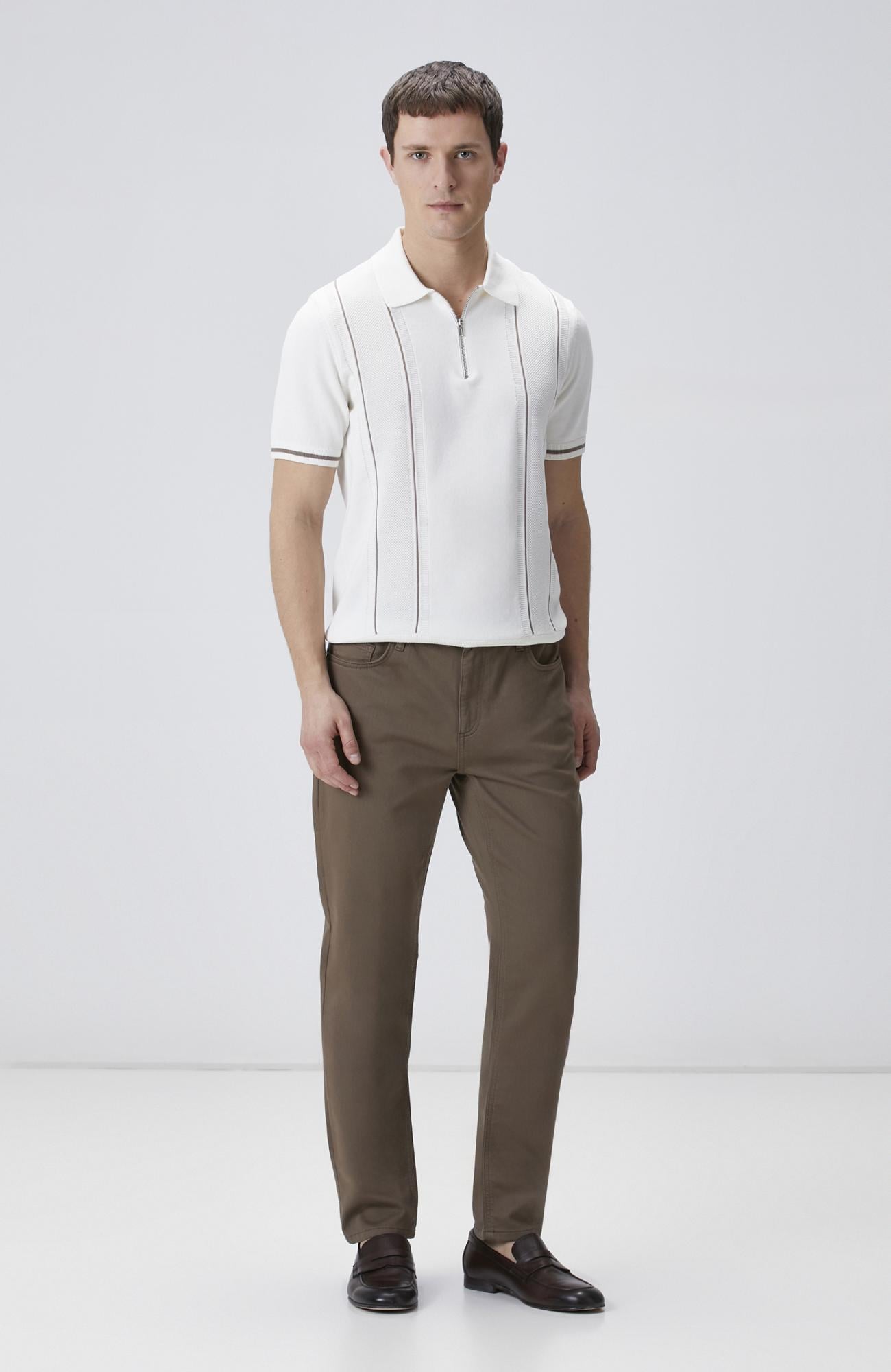 Network Erkek Vizon Slim Fit 5 Cep Armür Desen Pantolon