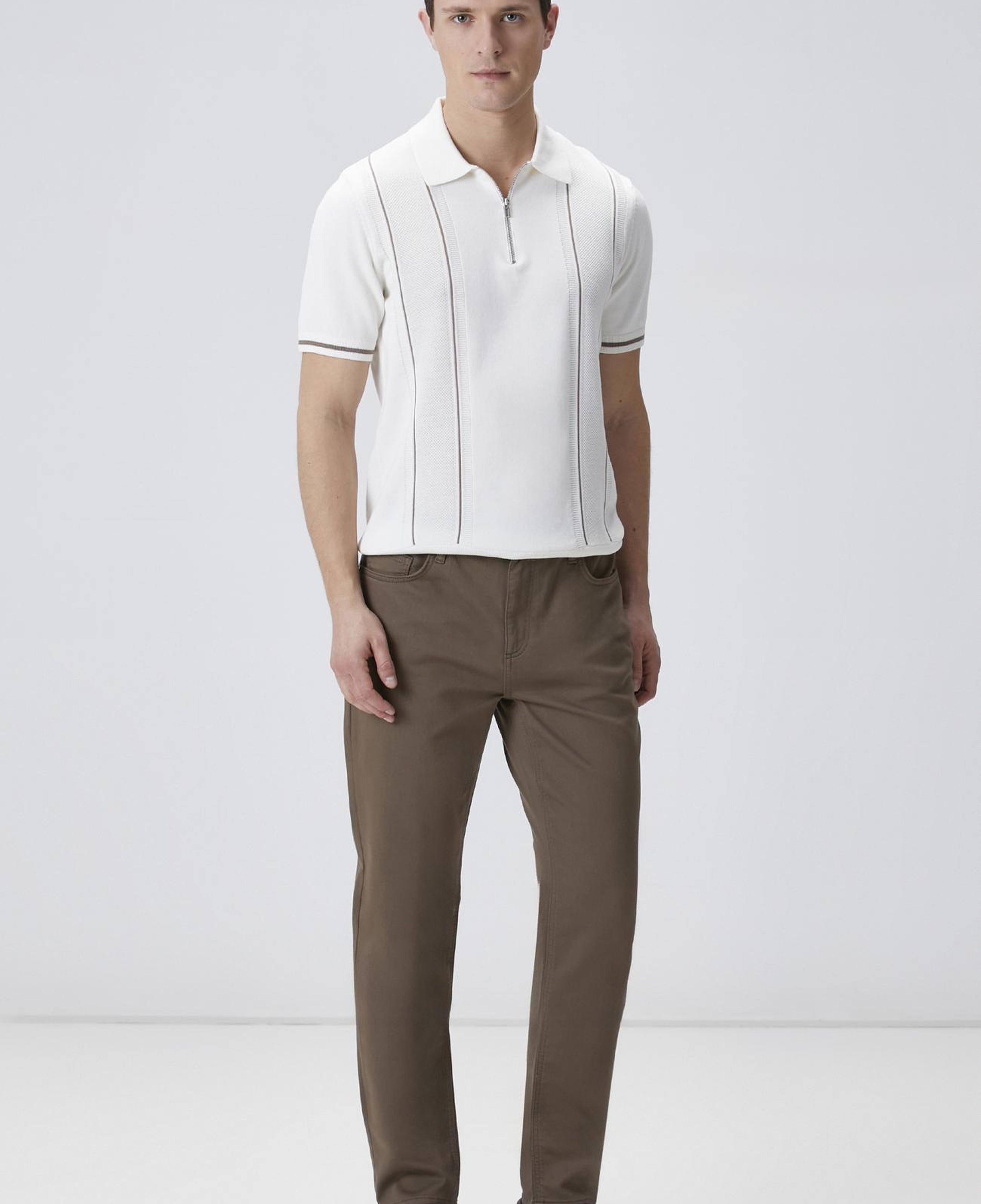 Network Erkek Vizon Slim Fit 5 Cep Armür Desen Pantolon