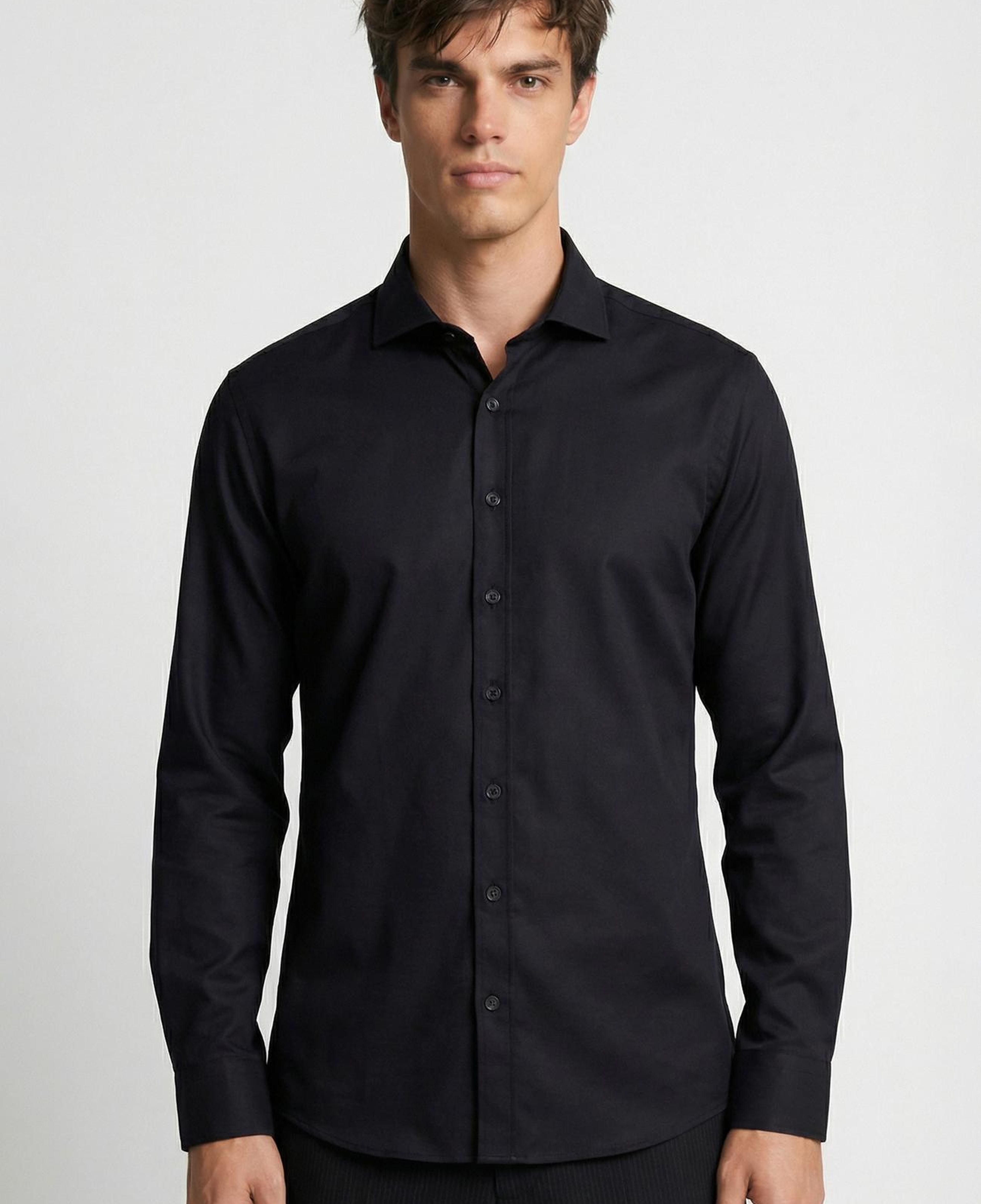 Network Erkek Slim Fit Düz Pamuk Saten Gömlek