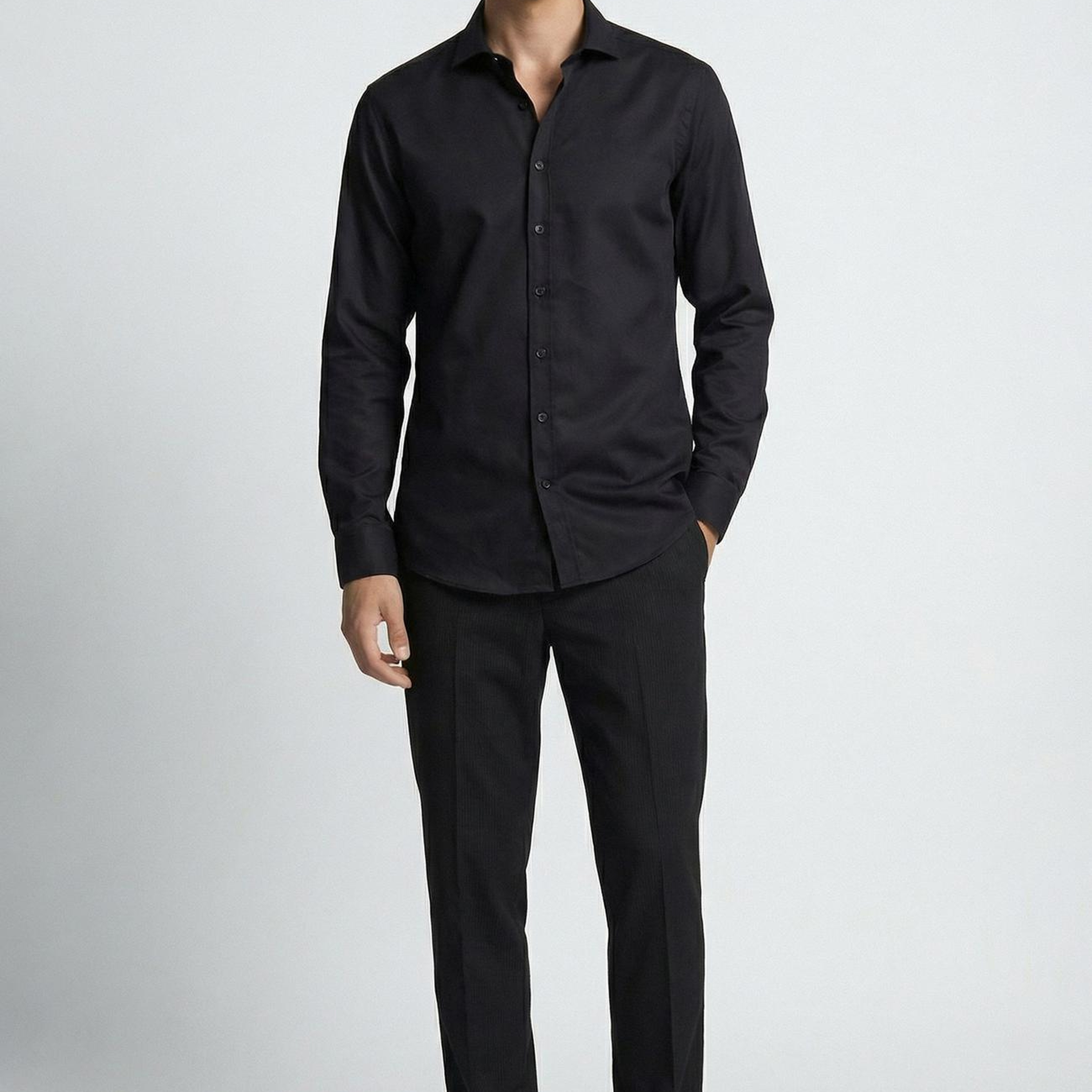 Network Erkek Slim Fit Düz Pamuk Saten Gömlek
