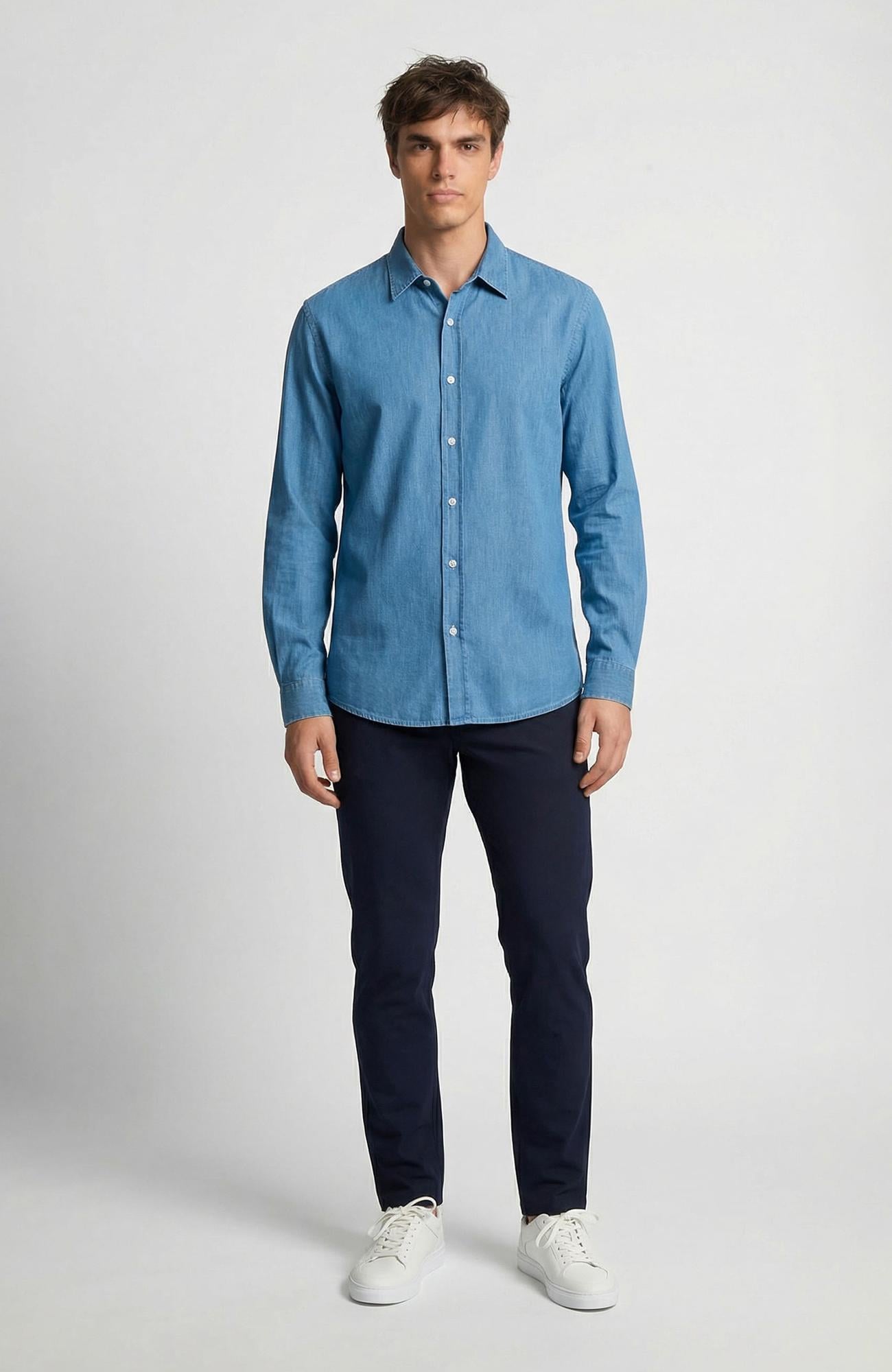 Network Erkek Slim Fit Lacivert 5 Cep Dokuma Casual Pantolon
